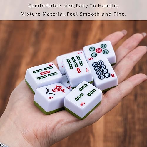 Miniatura 2 de drizzle Juego de Mahjong numerado de 1.181 in  1.2 pulgadas portátil 146 azulejos premium  Juego de versión tradicional china  Manual para