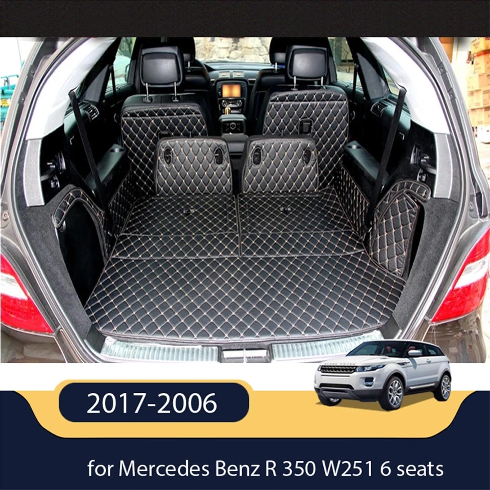 maty do bagażnika Dywaniki do bagażnika pasujące do Mercedesa Benz R 350 W251 6 miejsc 2017-2006 Wodoodporne dywaniki do bagażnika