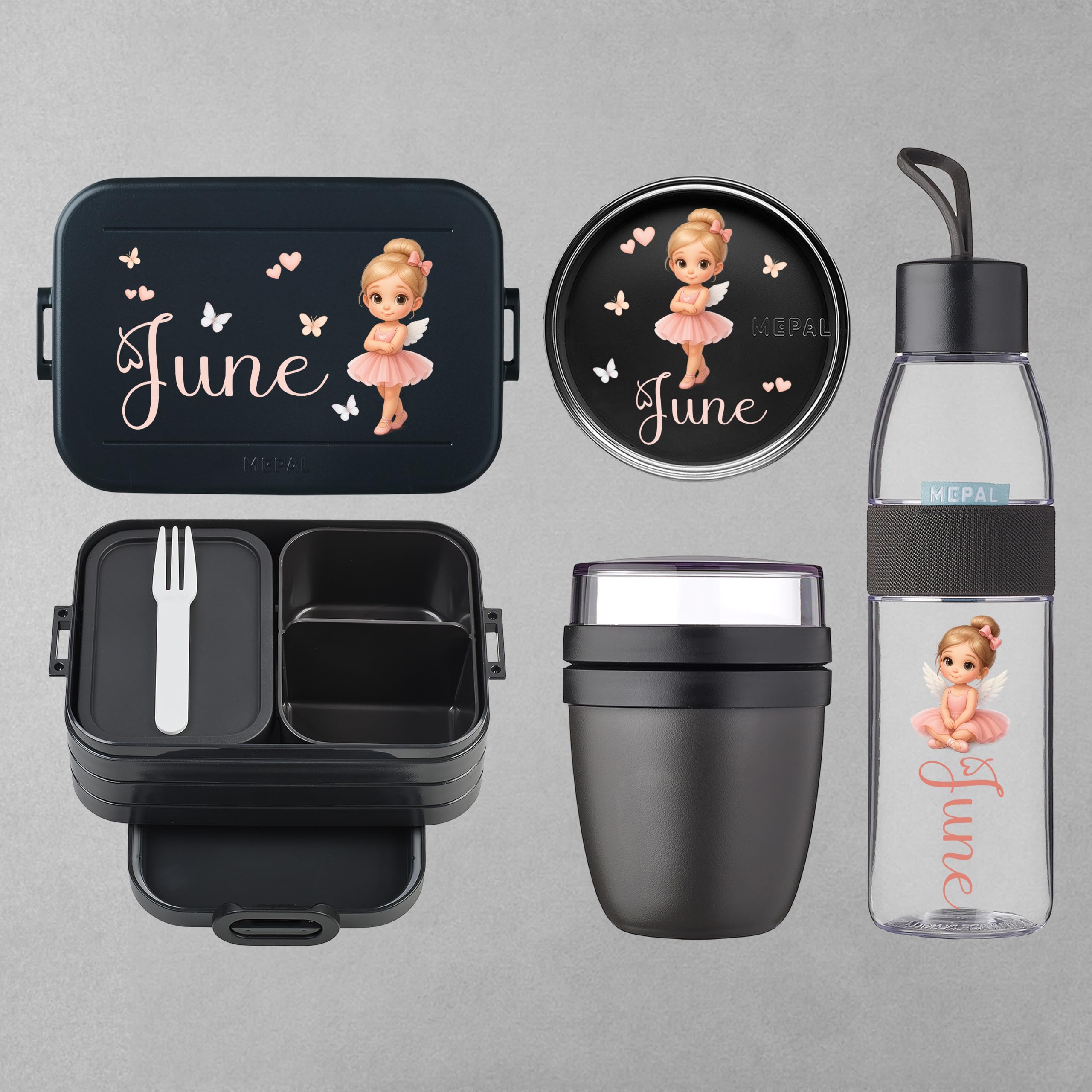 Mepal Personalisierte Brotdose Trinkflasche | Tanzen Ballerina Engel Motiv