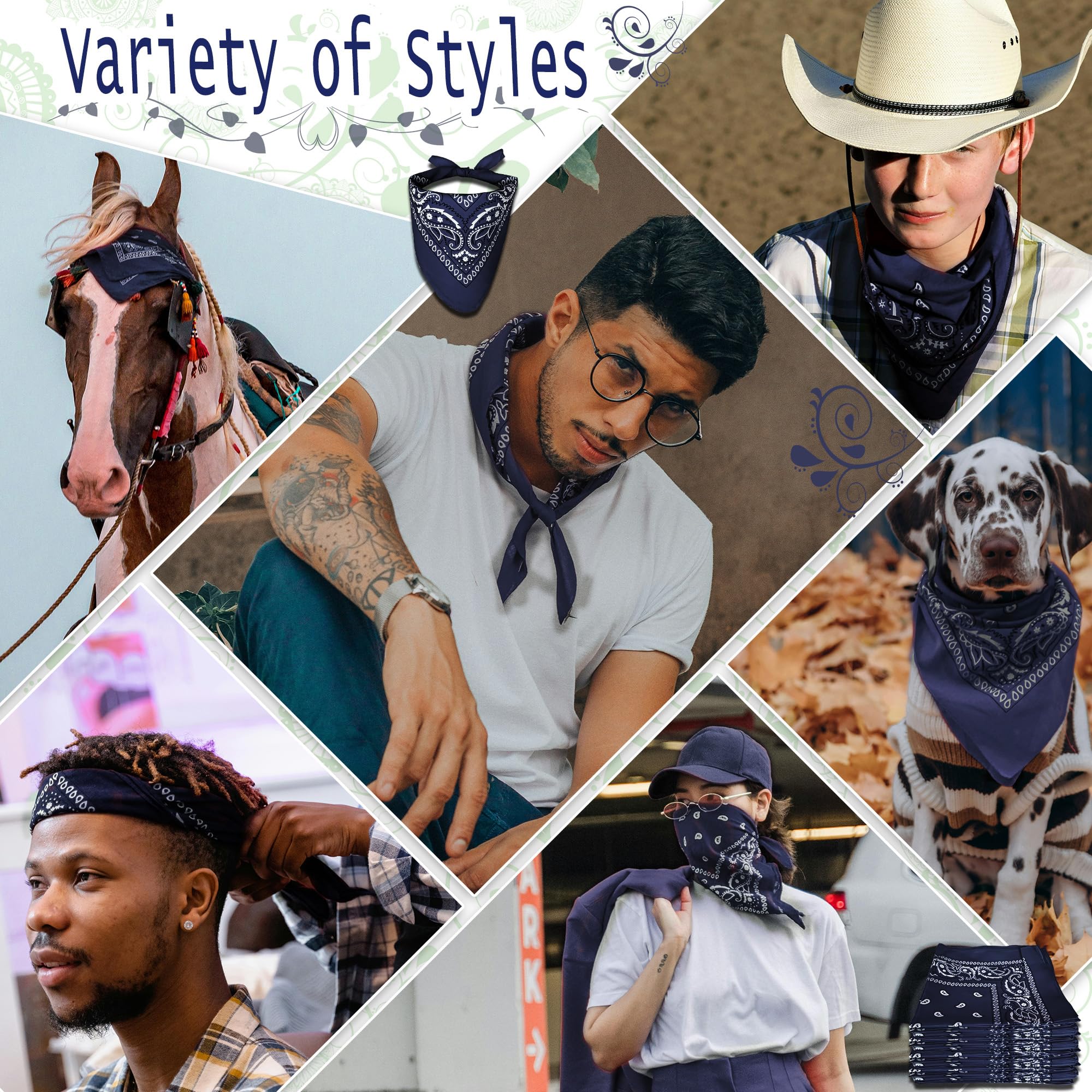ILHSTY 32 pz donne uomini paisley bandane bulk unisex cowboy bandane testa sciarpa cravatta copertura viso neon forniture per feste