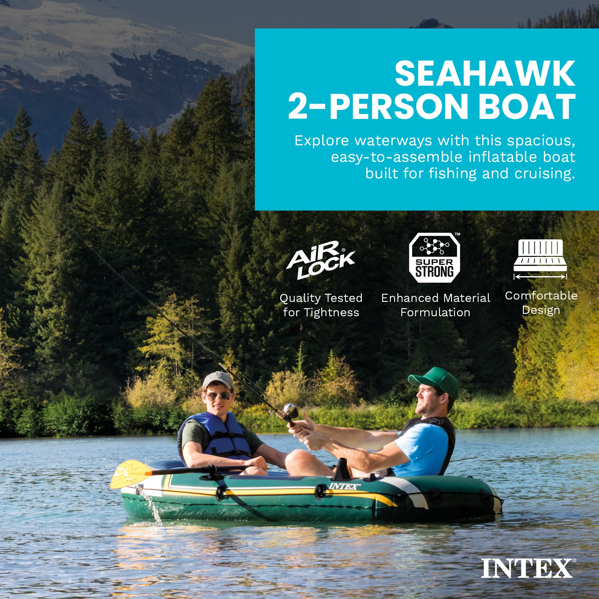 INTEX Bateau gonflable Seahawk 2 Vert et Jaune 236cm x 114cm x 41cm