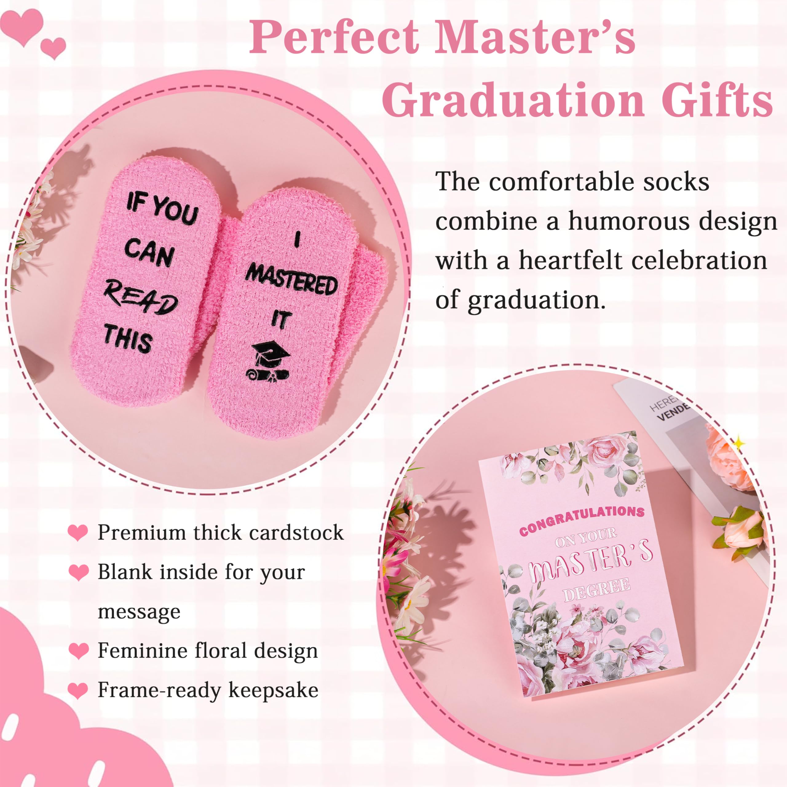 JMBMTER 2026 Graduation Gifts for Her, Masters Degree Graduation Gift Set for Women, Students, Niece, Daughter, Girlfriend, Pink Congratulations Grad Gift Baskets