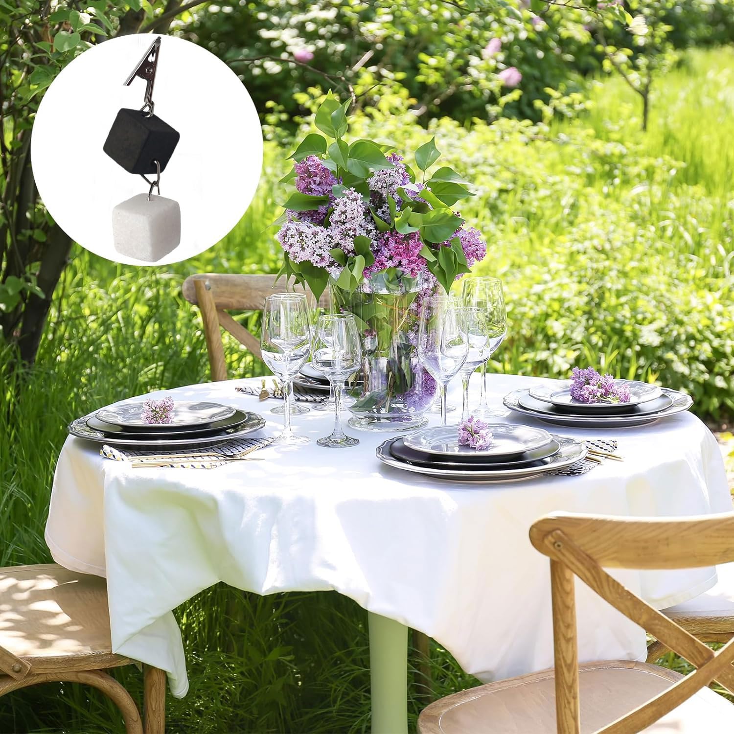 Poids Nappe Lourd Fleur Pince Nappe en Acier Inoxydable Argent de Pinces à Nappe Fleur Clip