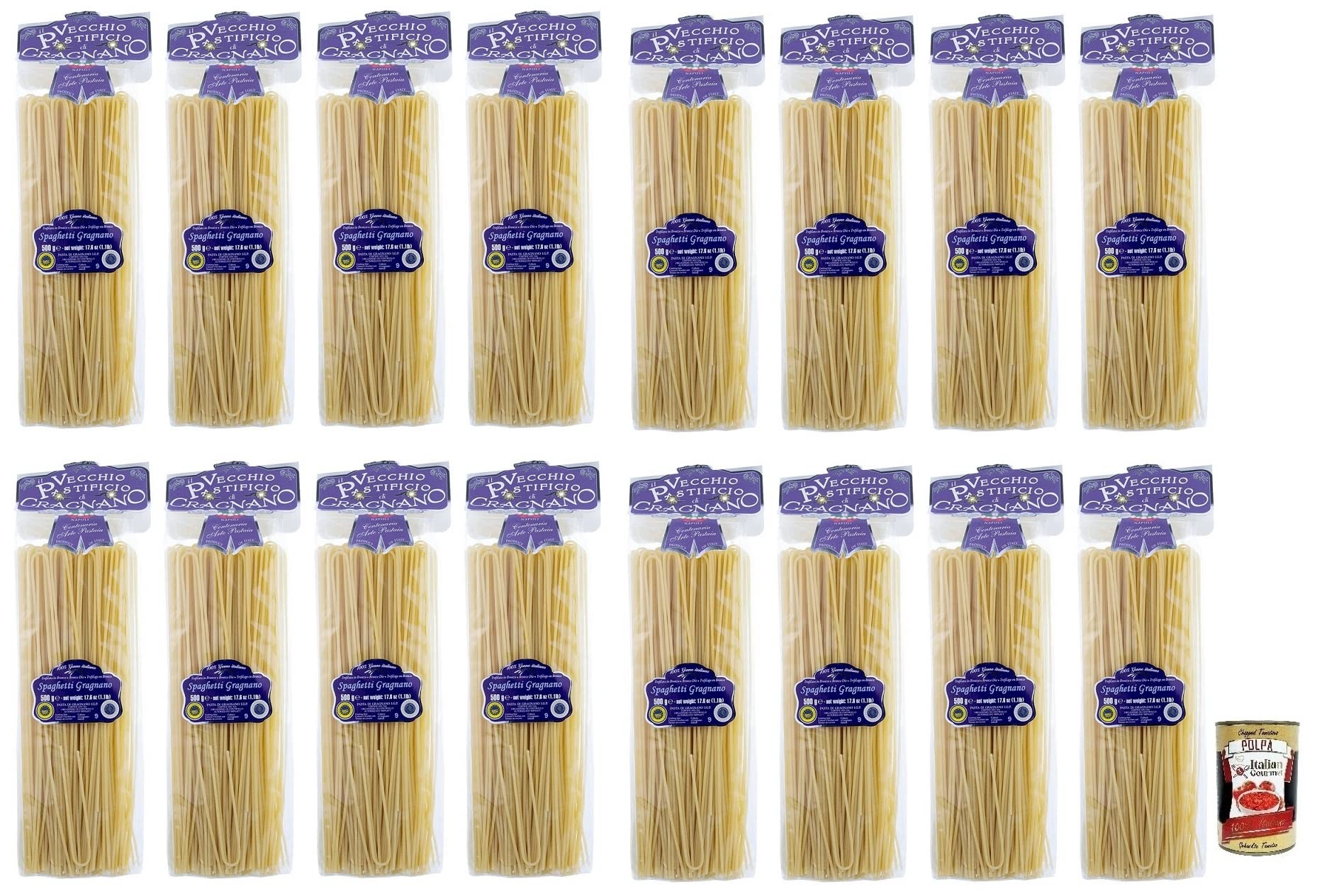 Il Vecchio Pastificio di Gragnano Pasta Spaghetti Gragnano IGP 500g + Polpa di Pomodoro 400g