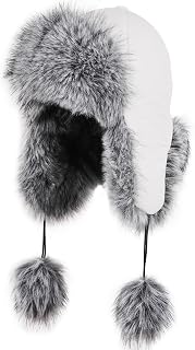 Faux Fur Trapper Hat with Pompoms