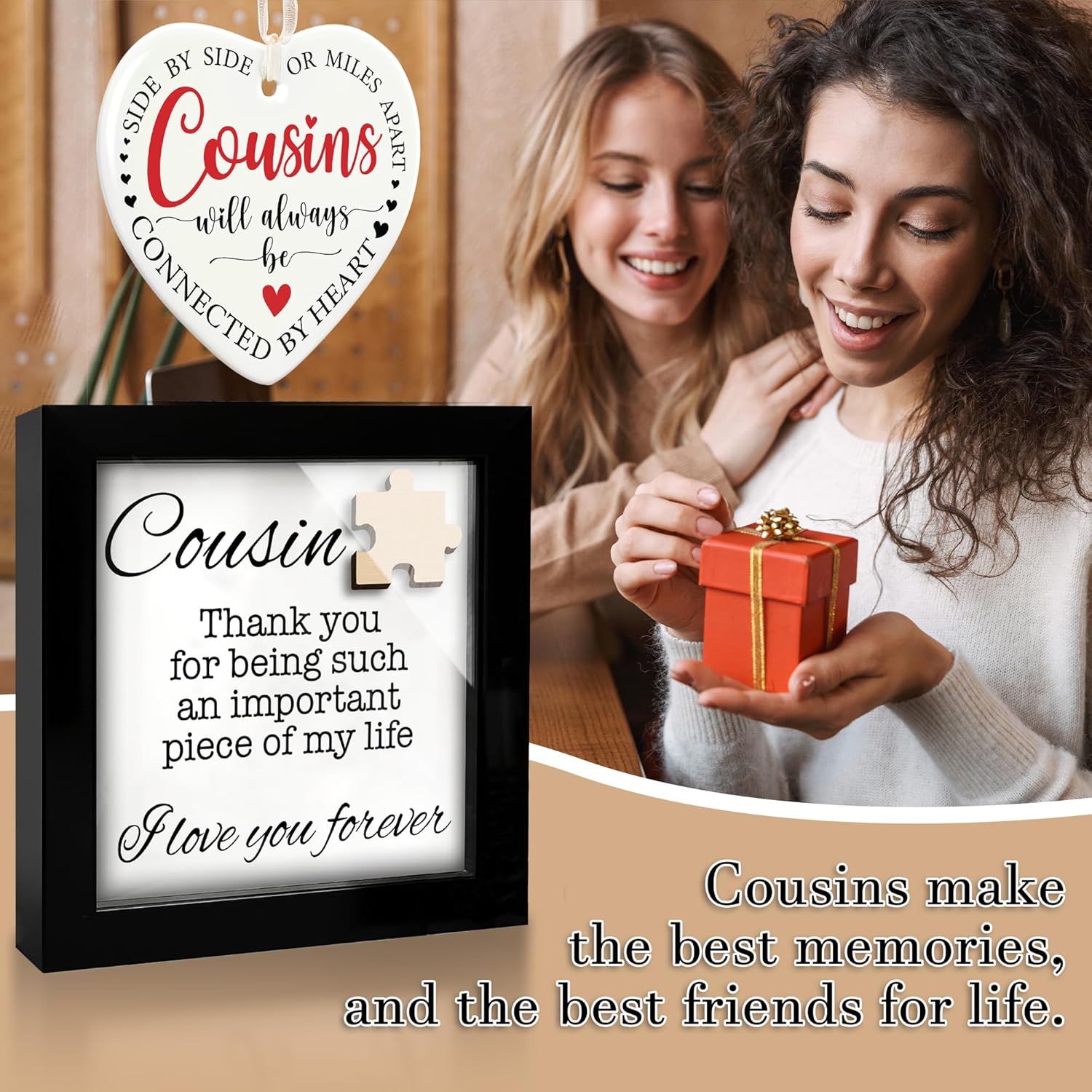 Cousin Gifts for Women, Cousins Christmas Ornament, Thank You Gifts for Cousin Female, Sister Birthday Gift Card, Gift Ideas for Thanksgiving, Long Distance Ornament Cousins Present FF698 - Image 6
