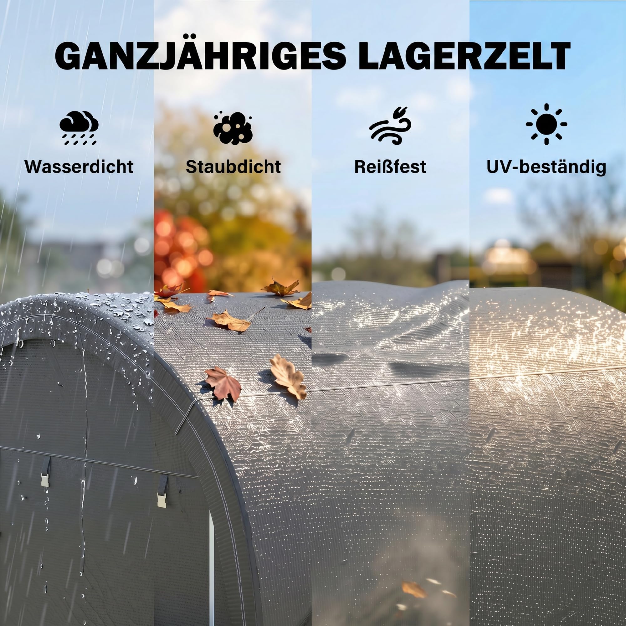 Outsunny Garagenzelt für Fahrräder Wasserdicht 300cmx300cmx235cm Grau | Zeltgarage mit Rolltor, Anti-Staub-Fahrradabdeckung, Foliengerätehaus, Fahradgarage, Außenbereich Terrasse Garten