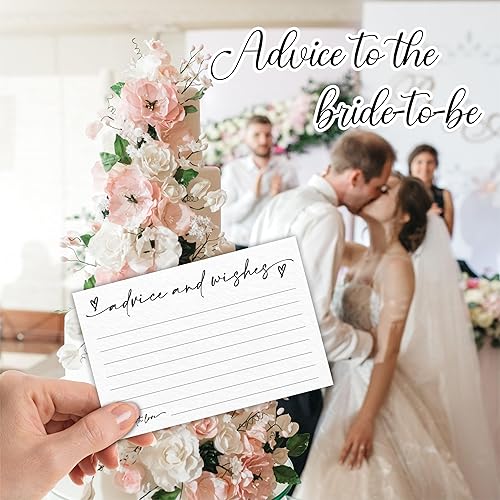 Miniatura 5 de 30 tarjetas de consejos y deseos - Minimalismo blanco - Tarjetas de consejos de relleno de doble cara para novia, boda, fiesta de graduación, señor