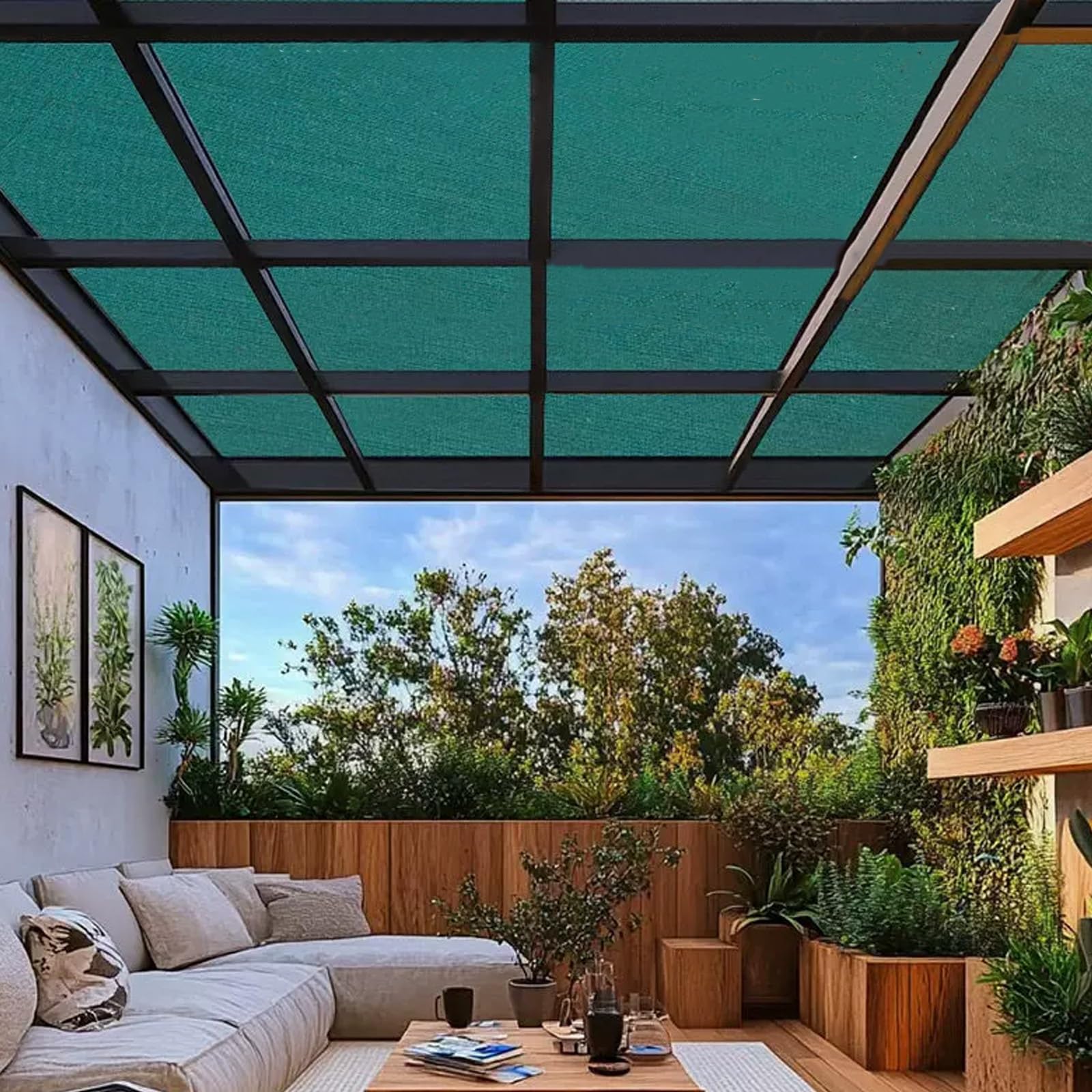 Rete Ombreggiante Verde 96% con Occhielli,Telo Ombreggiante Traspirante Hdpe Panno Vele Parasole per Giardino/Pergola/Piante Da Patio