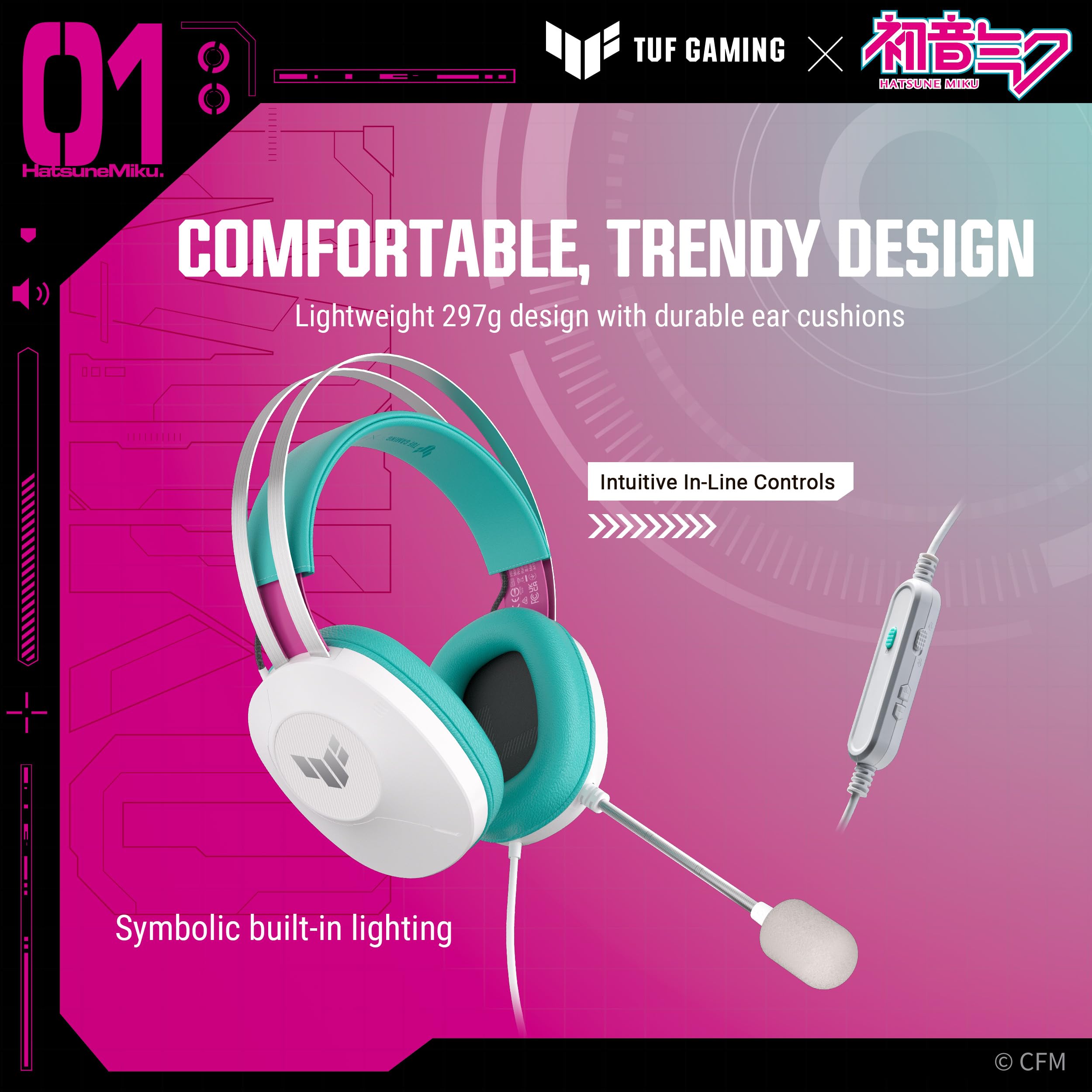 Amazon.co.jp: ASUS TUF Gaming H1 Gen II 初音ミクエディション 有線
