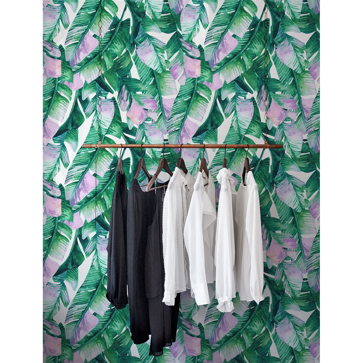 Papier peint intissé feuilles banane pastel 104x70 décoration murale meuble chambre salon