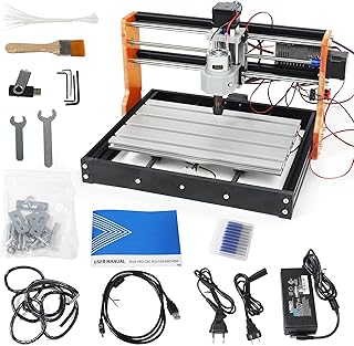 CNCTOPBAOS Upgraded 3018-PRO CNC Router Engraving Machine 300x180x45mm with Limit Switches,E-Stop,10000rpm Spindle for Wood Acrylic PCB Aluminum Desktop DIY Mini GRBL Control 3 Axis Milling Machine