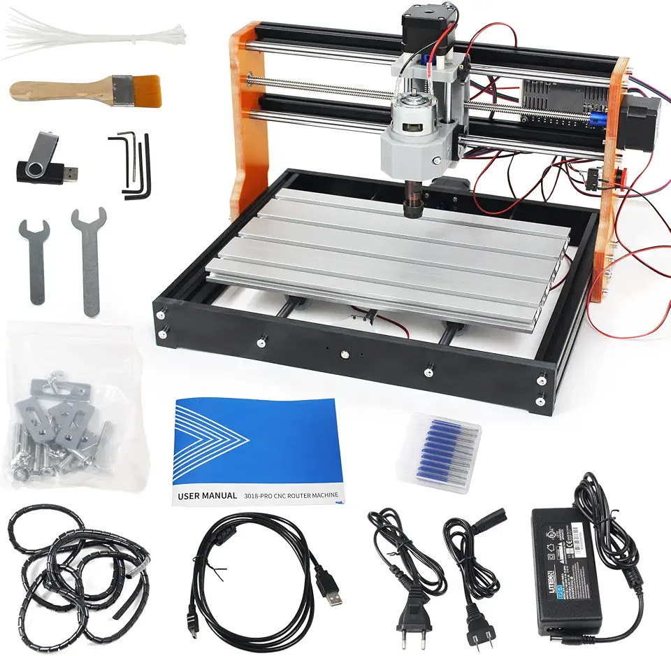 Kit de roteador CNC 3018 Pro atualizado Controle GRBL Mini Desktop DIY com interruptores de limite de 3 eixos e Fresadora de PCB de madeira de acrílico de madeira e corte de parada de emergência