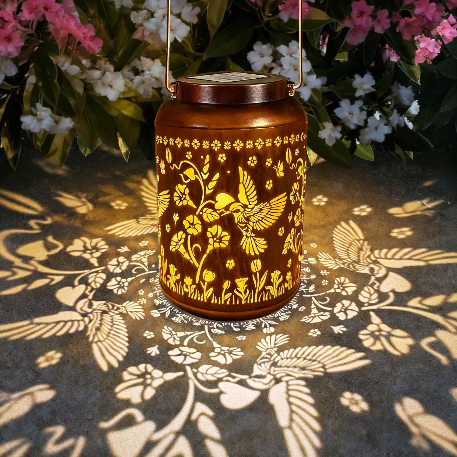 Hummingbird Solar Lanterns Outdoor Waterproof Garden Decor Birthday Gifts for Women Mom Grandma Hanging Solar Lights Metal Decorative Hummingbird Gifts for Christmas Path Balcony Porch Decorations-image-7