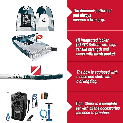 Miniatura 5 de Cressi Inflatable Stand Up Paddle Board Set - Pump, Paddle, Backpack, included - Double Wall Construction - Different Sizes - Up to 264 lb Load -