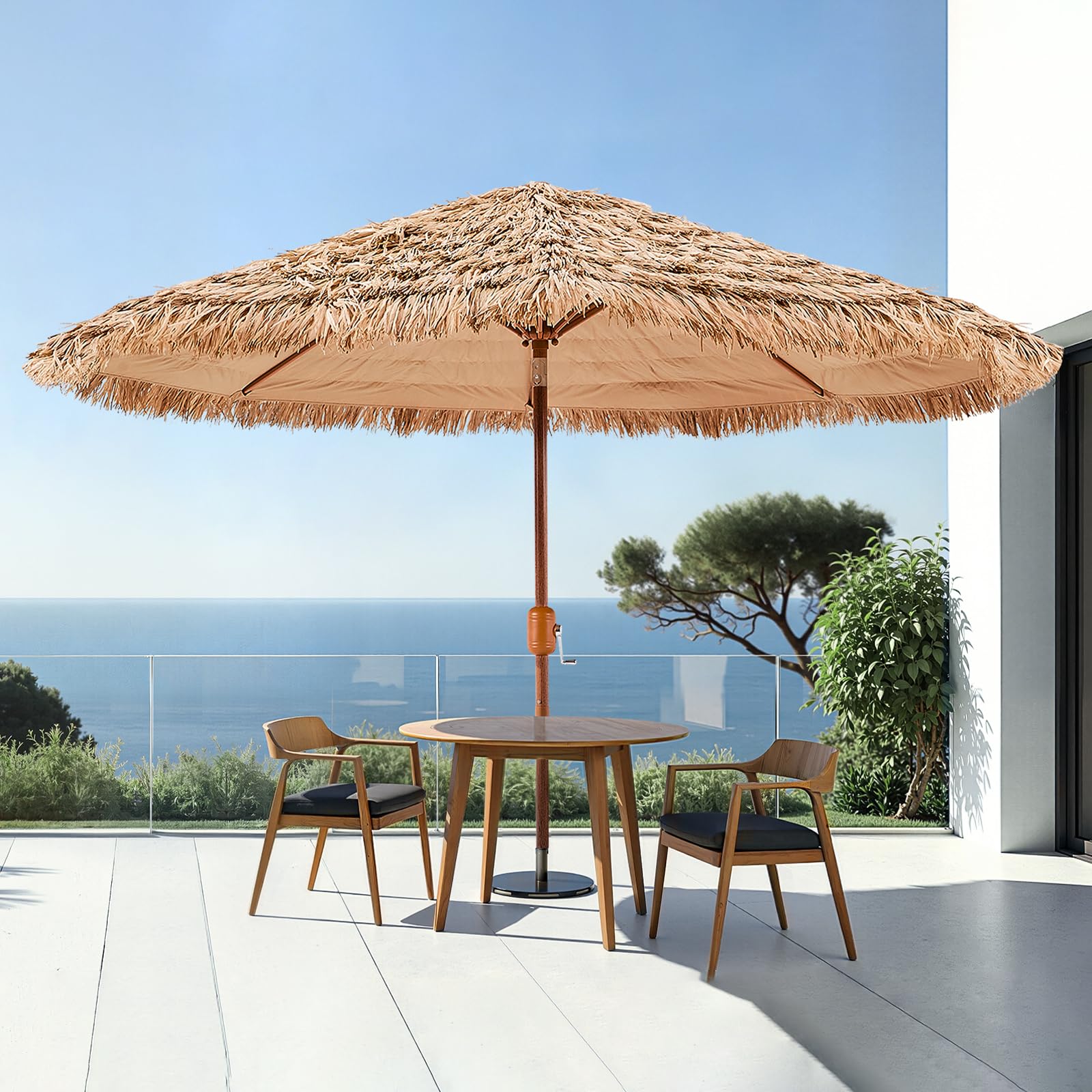 VEVOR Tiki – Parasol de terrasse inclinable, style hawaïen avec chaume en polypropylène durable, pour plage, terrasse, bord de piscine, arrière-cour et jardin