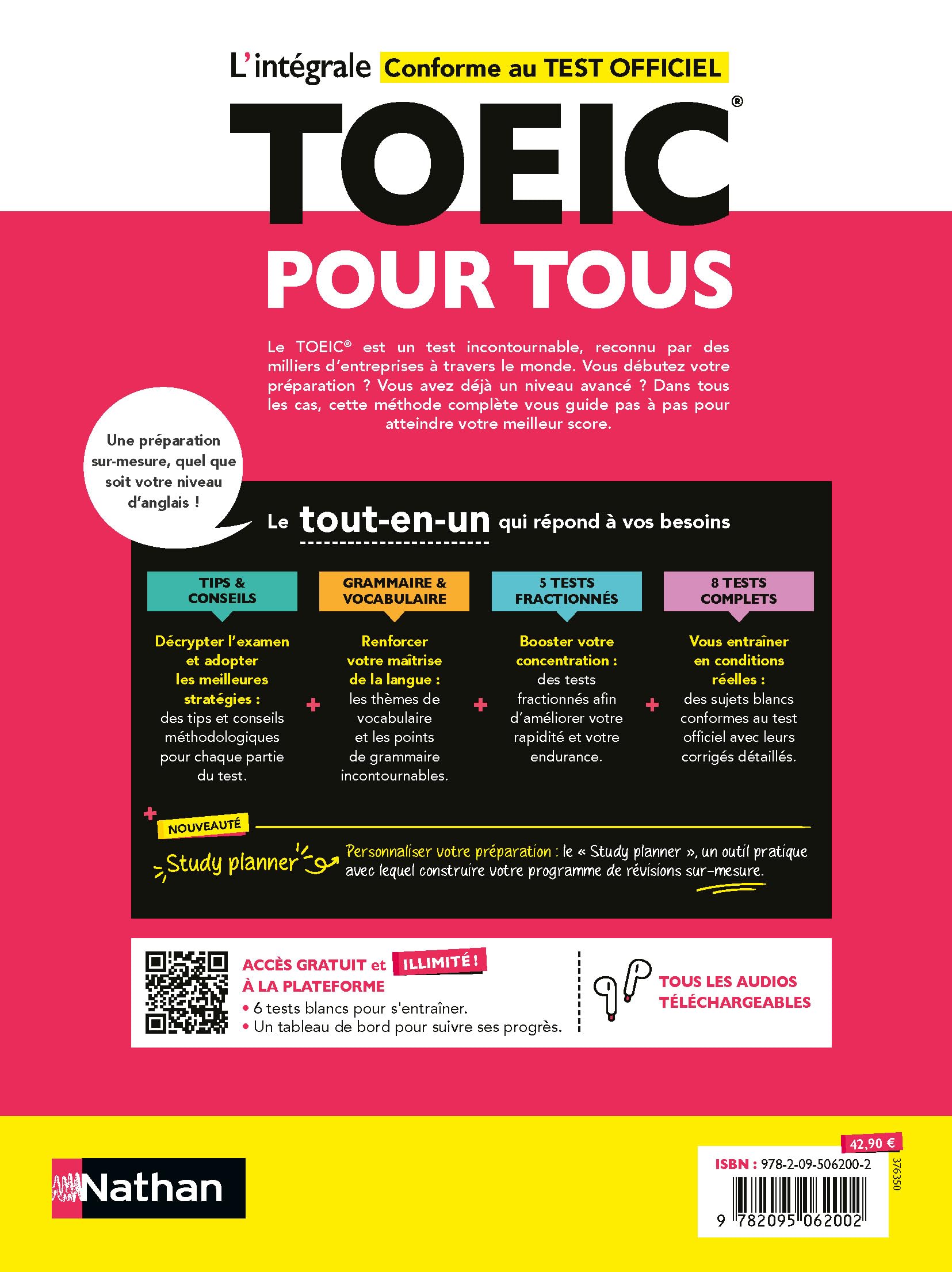 L'intégrale TOEIC® pour tous - Méthode idéale de préparation au test officiel avec 8 tests complets, grammaire vocabulaire et plateforme en ligne (conforme au nouveau test TOEIC)