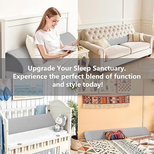 Miniatura 7 de DUMOS Almohada de cuña de cama para cabecero, espuma de alta densidad rellena huecos (0-8 pulgadas) entre el colchón y la cabecera, almohada de cuña