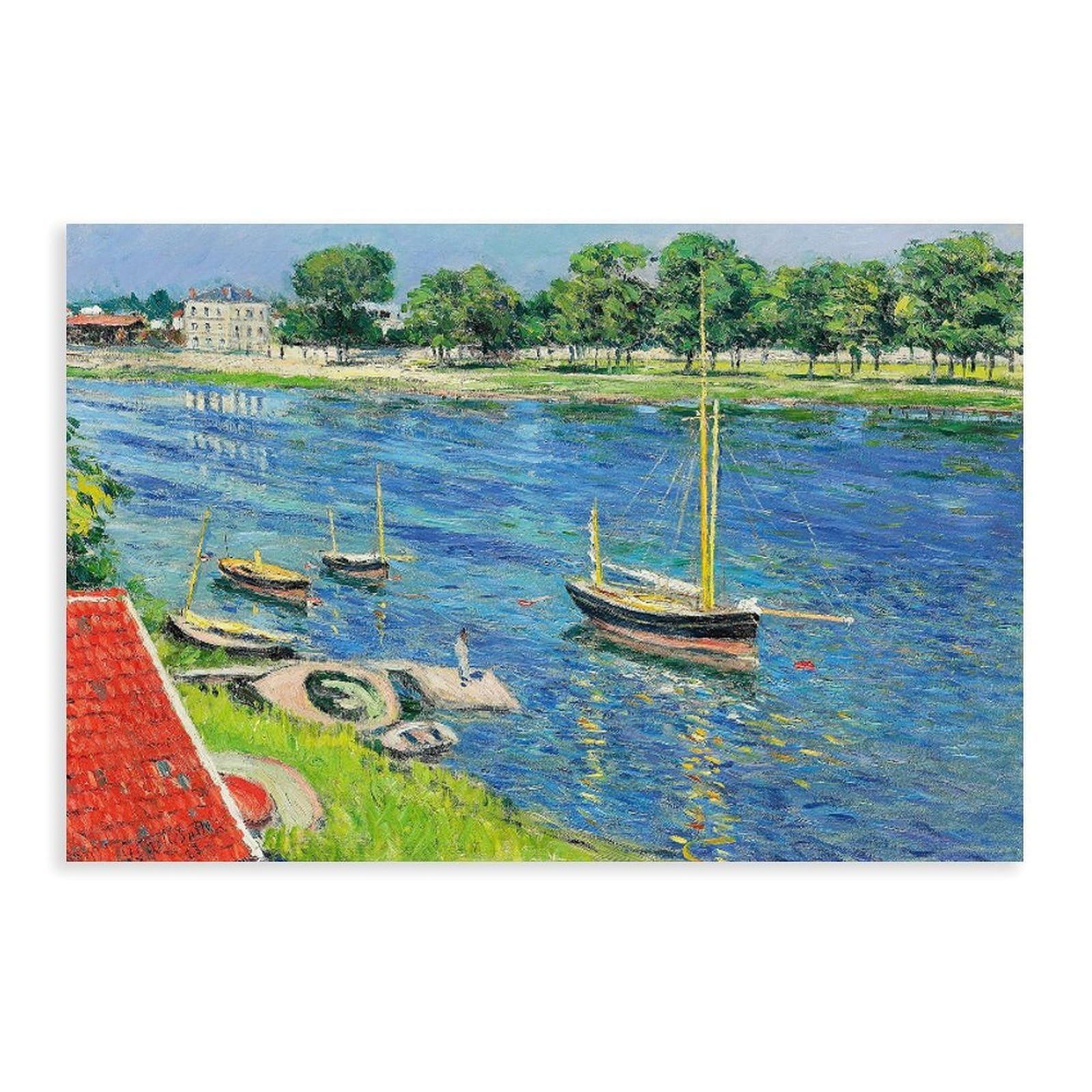 DFJyjFGJJ Gustave Caillebotte,The Seine at Argenteuil Poster Print for Teen Boys Room Wall Art Canvas Painting 16" L X 24" W