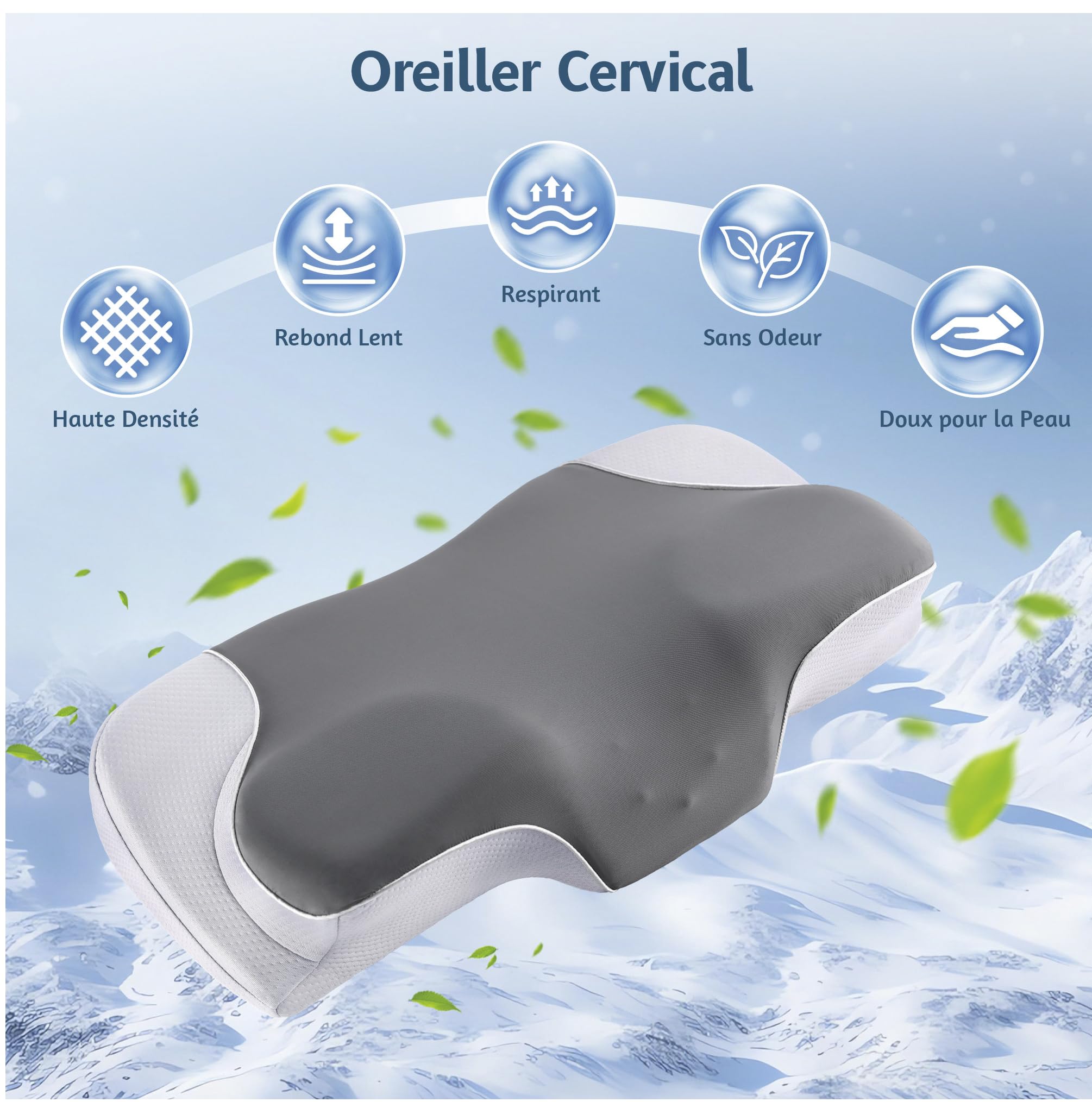 YunNasi Oreiller Ergonomique Cervical, Oreiller à Mémoire de Forme