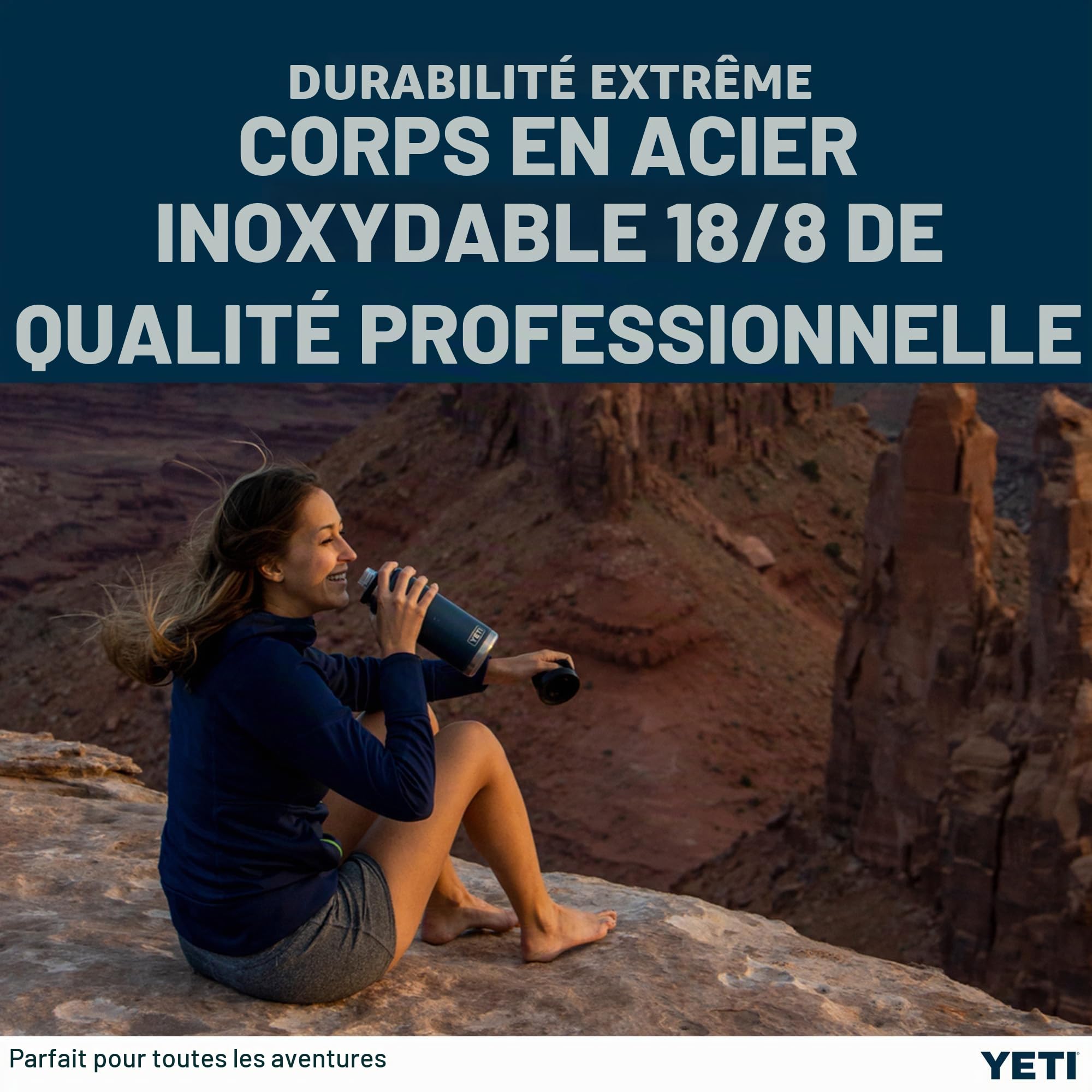 YETI Rambler Bottle Chug, Vacuum Insulated Stainless Steel Bottle with Chug Cap, Navy, 26 oz (760 ml)