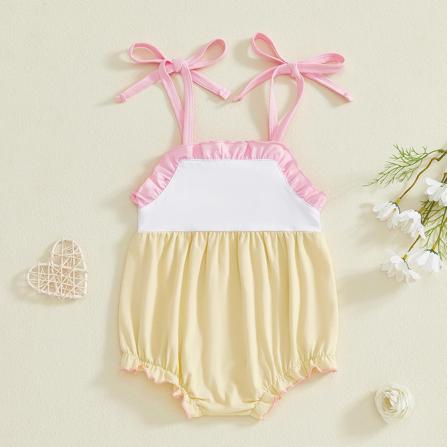 Newborn Baby Girl Clothes Daddys Girl Spaghetti Strap Bubble Romper Ruffle Onesie Infant Cute Summer Outfits - Image 6