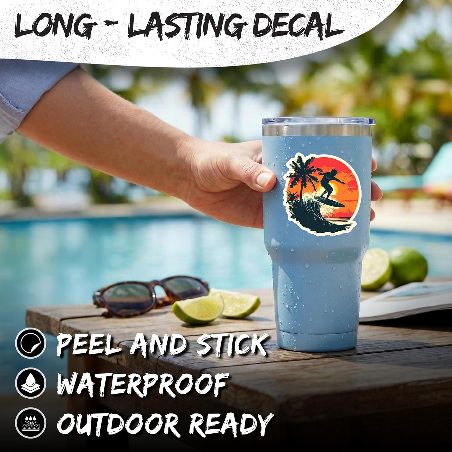 Surfing Vinyl Sticker 4in & Magnet 4in 2-Pack Matching Bundle Gift Set image 4