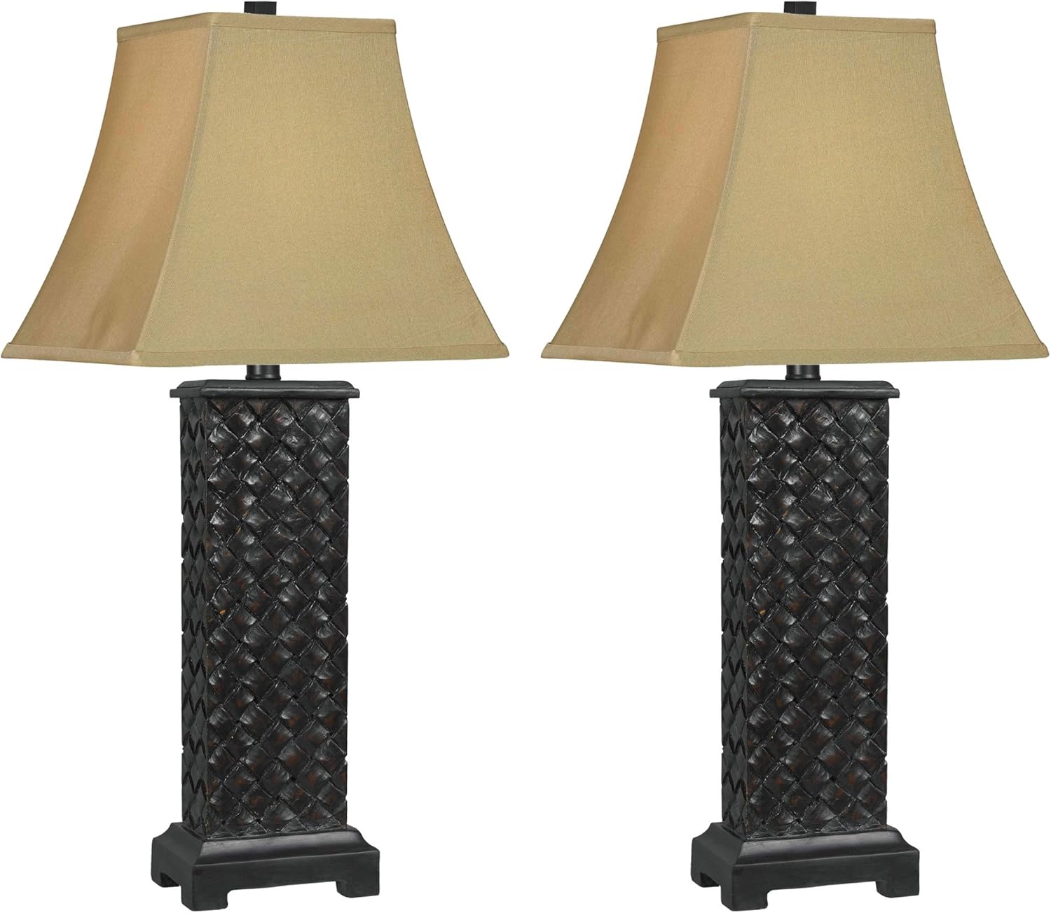 Kenroy Home 32192MB Woven Table Lamp Set, 2Pack, 14" x 14" x 29", Mottled Bronze Household