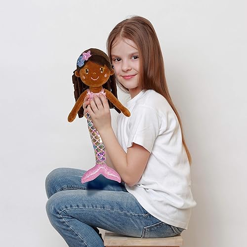 Miniatura 6 de June Garden 15.5" Sirena brillante Layla - Muñeca de peluche suave de sirena para regalar a niñas pequeñas