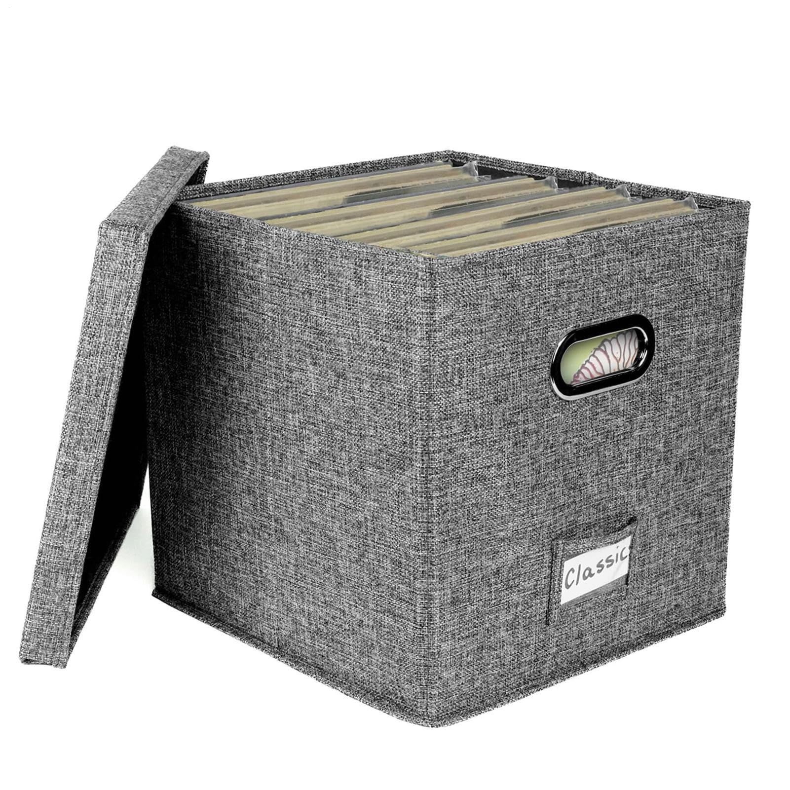 Boîte de déménagement avec couvercle et porte-étiquette pour bureau