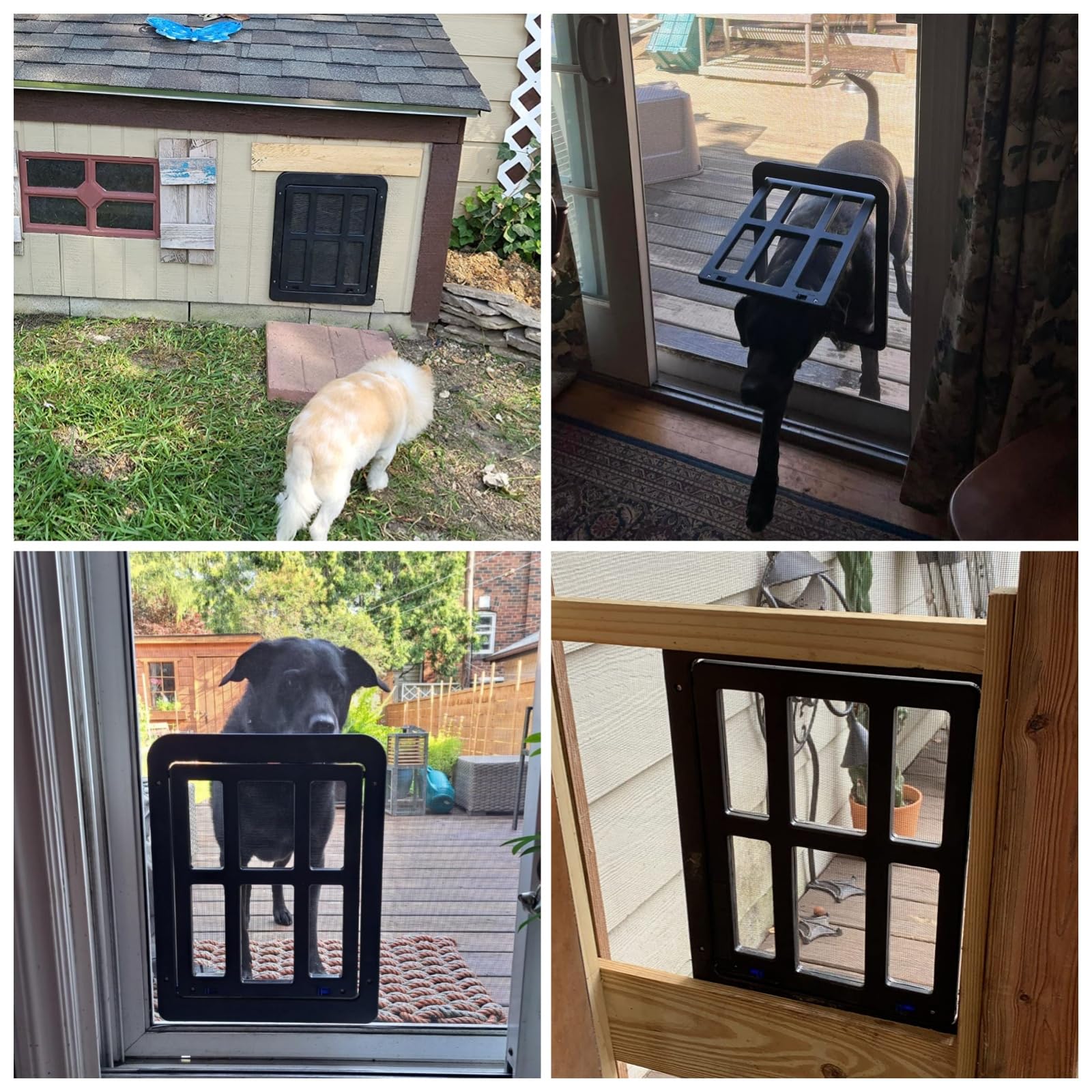Fenêtre de Porte de Chien pour Porte Coulissante, Grande Porte de Chat pour Porte de Fil, Fenêtre ou Porche - Noir