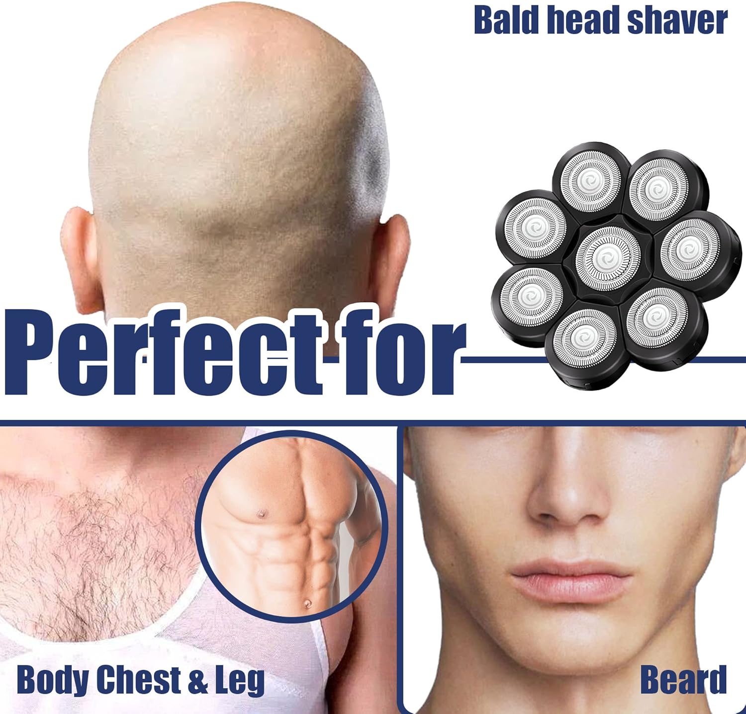 Universal Replacement Heads for Blade,Replacement Blades Compatible with Most Major Head Shaver Brands, Easy-to-Install Electric Razor Shaver Heads for Bald Men. (8 Black) - Image 5
