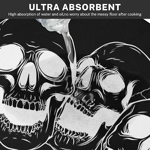 Miniatura 4 de Arttown Juego de 2 alfombras y tapetes de cocina de Halloween, antideslizantes, lavables, tapetes de cocina para piso, alfombra de cocina negra,