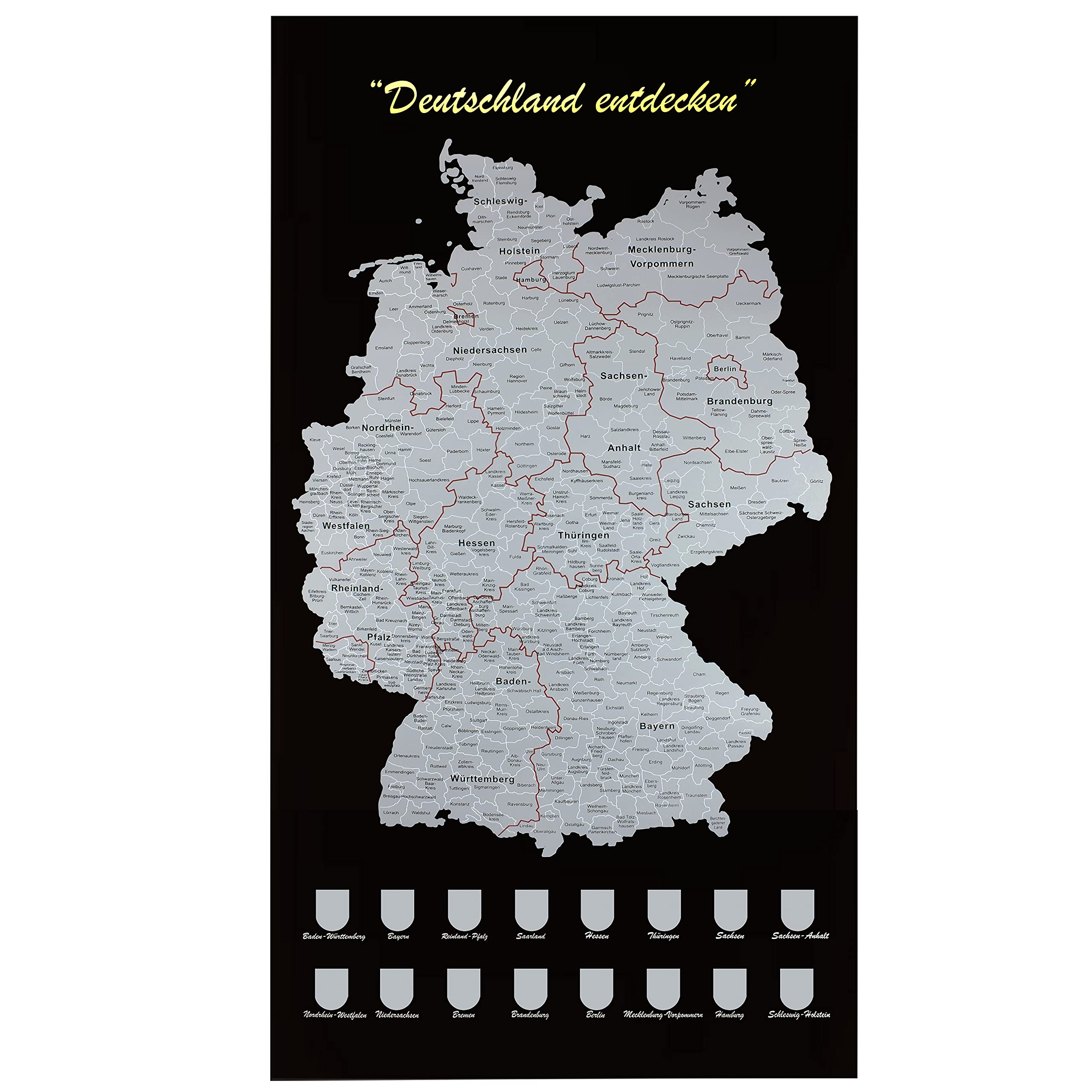Scratch Rubbelkarte Deutschland, Scratchkarte, Einfach Freirubbeln, wo Man Schon Gewesen ist, auch Sehr Schön als Wandkarte, ein Tolles Geschenk