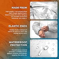 Vista 3 de EZGOODZ Fundas desechables transparentes para brazos, 18 pulgadas. Paquete de 100 fundas impermeables para brazo con muñecas elásticas. Mangas