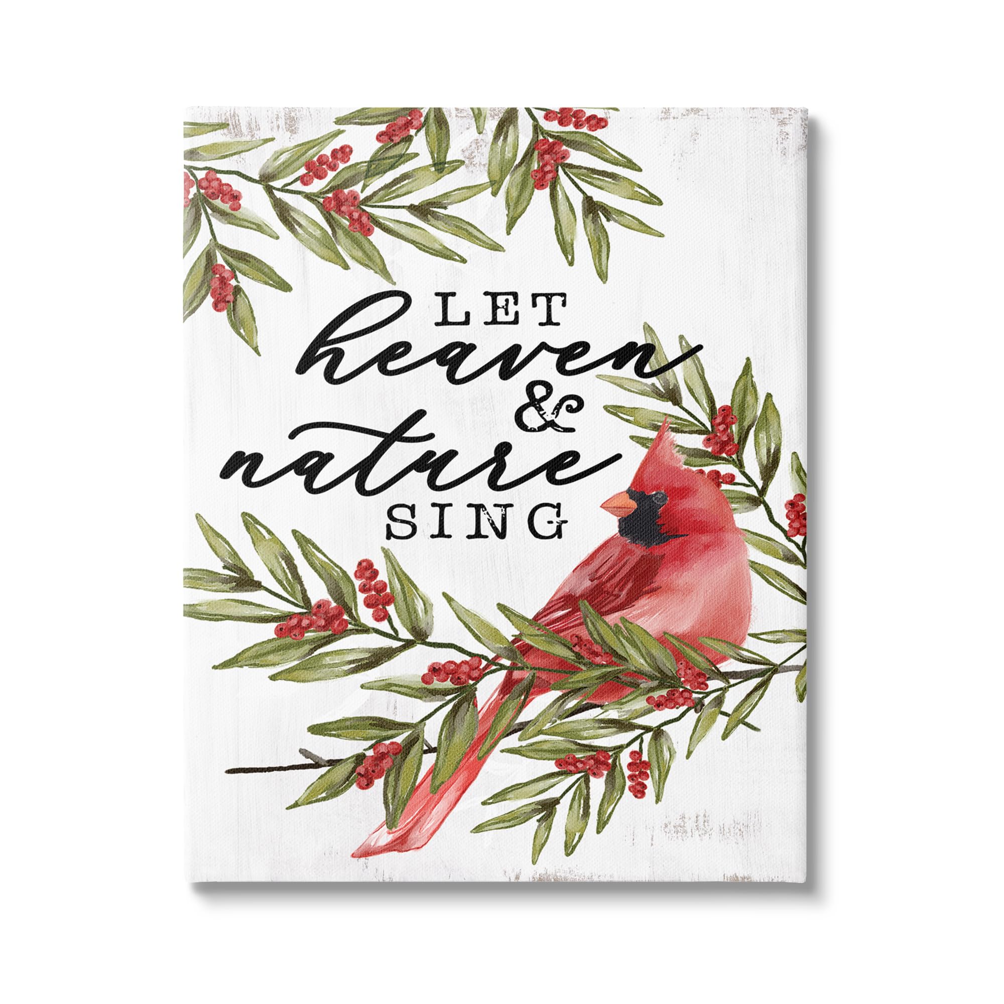 Stupell Industries Festive Phrase Cardinal Canvas Wall Art by Dogwood Portfolio