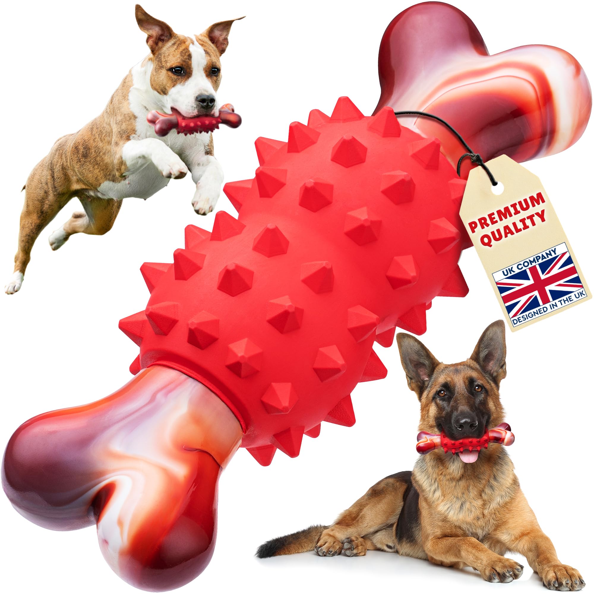 Dog Chew Toy for Aggressive Chewers - Tough Bone Chew for Medium to Large Breeds - Beef Flavoured Heavy Duty Dog Toy for German Shepherd, Pitbull, Husky - Dental Chewing Support - by Yes4Quality