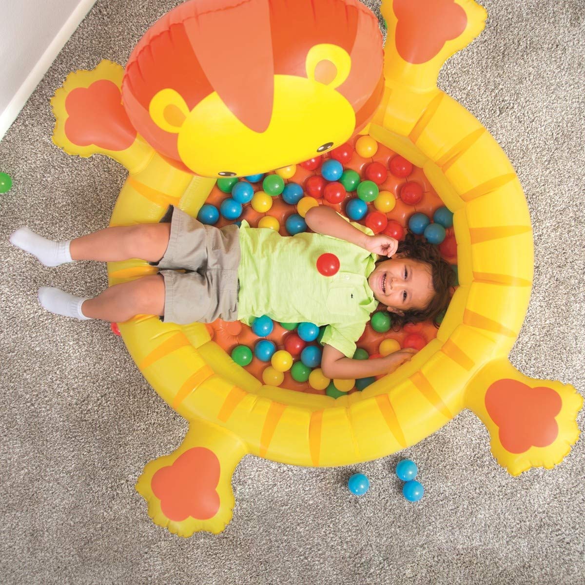Bestway 52261 - Piscina de Bolas Hinchable Infantil León con 50 Bolas de Colores 111x98x61.5 cm