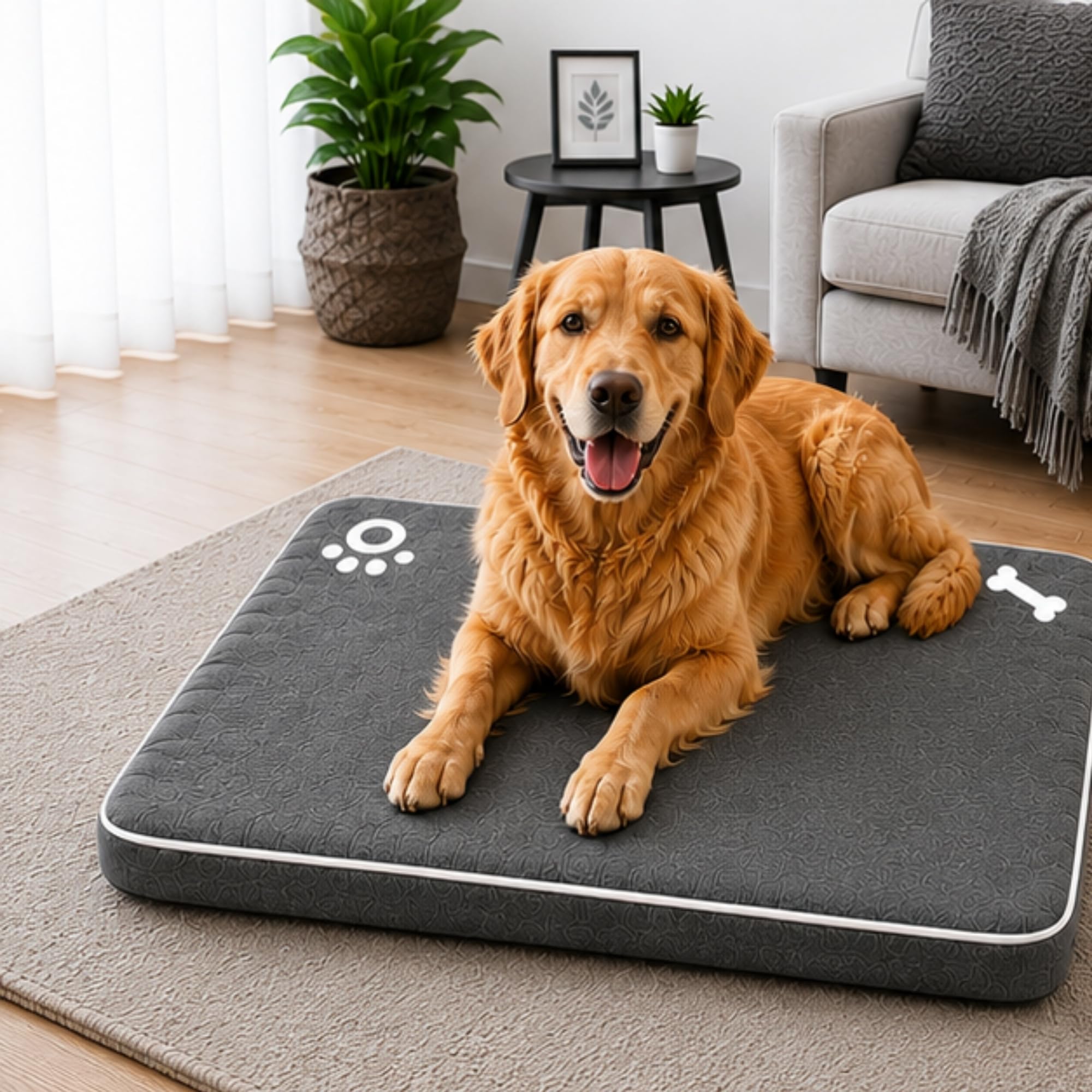 Dolce Vari Luxury Soft Pet Mat Bed Non Slip Washable Dog Cat Cushion Travel Crate Mat (Grey, 90 x 120 cm)