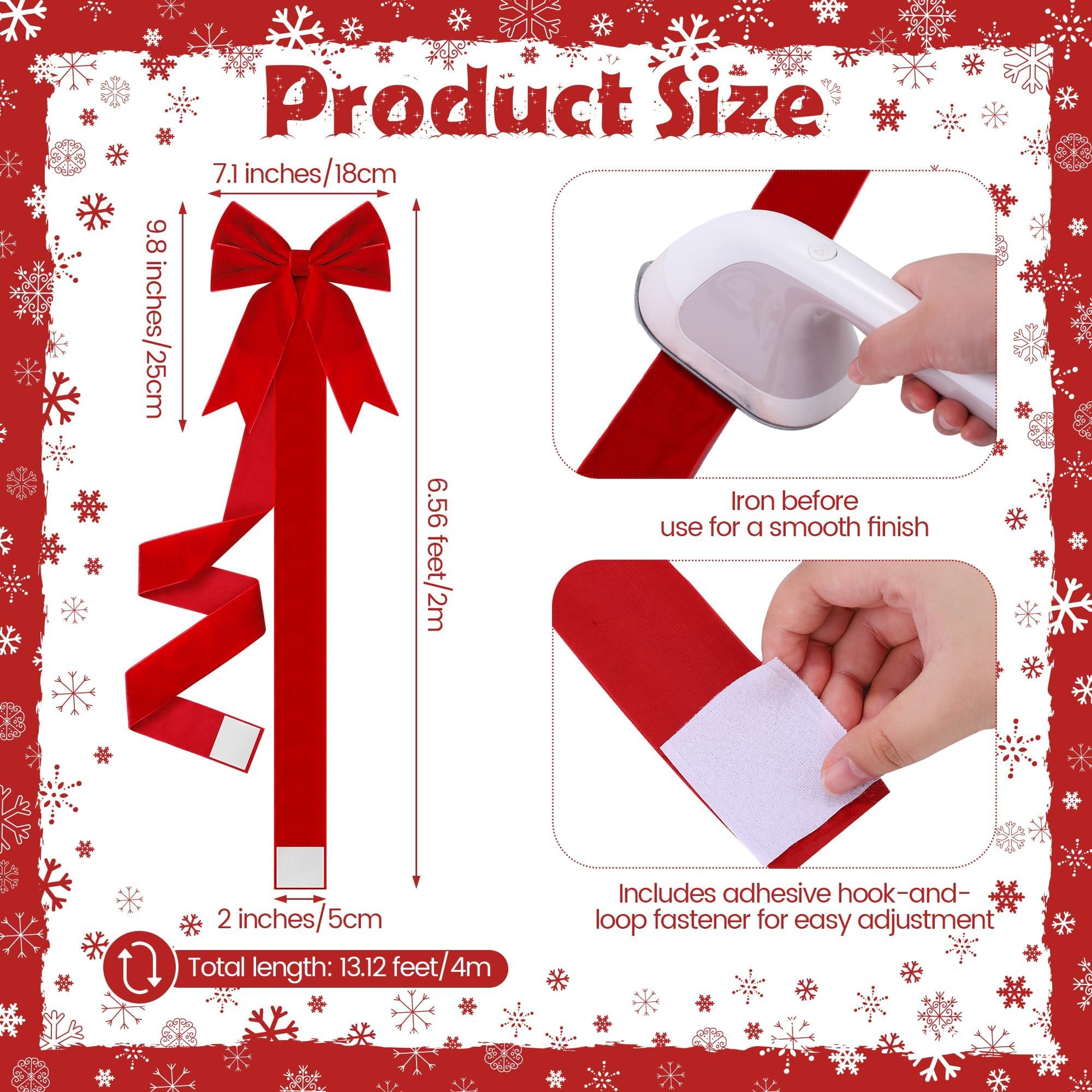 Aneco Confezione da 6 fiocchi e fiocchi natalizi per porte, grandi fiocchi natalizi in velluto per porte, armadietti, mobili, decorazioni per feste di Natale, rosso e verde