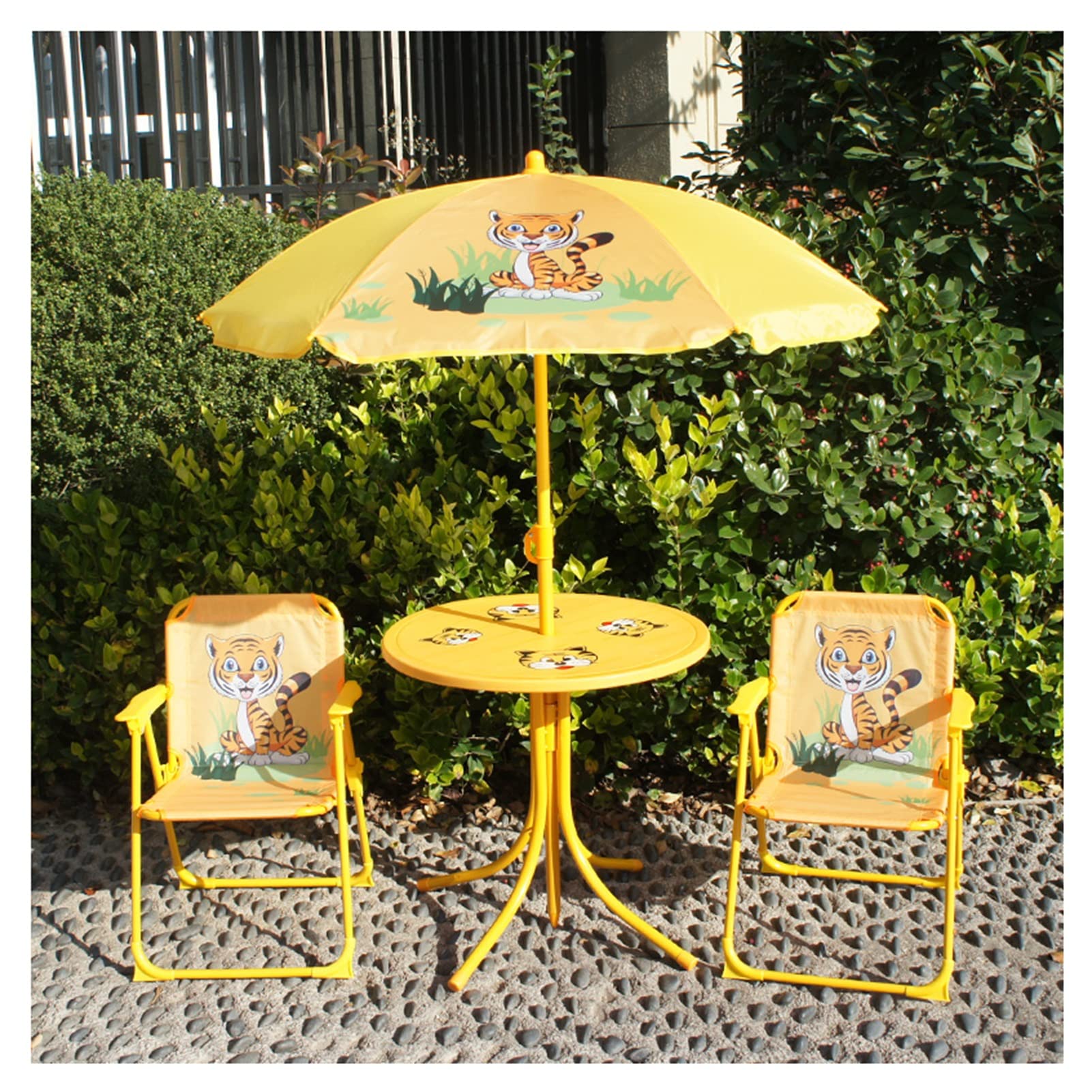 Plegable para Camping Juego De Mesa Y Silla Portátil para Niños De Dibujos Animados, Silla De Playa para Niños Al Aire Libre con Mesa Y Sombrilla - Juego De 4, Fácil Montaje