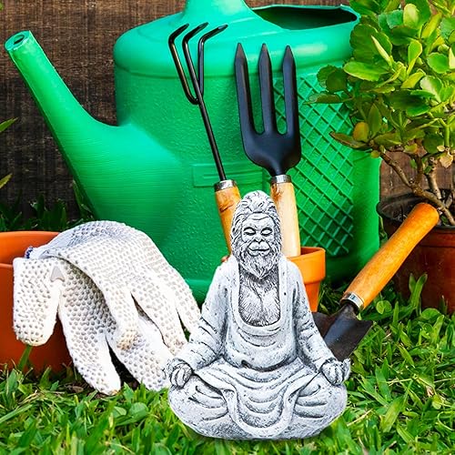 Miniatura 2 de Funny Guy Mugs Estatua de gnomo de jardín  Pie grande de dedo medio  Escultura de gnomo de jardín para interiores y exteriores para patio, patio o