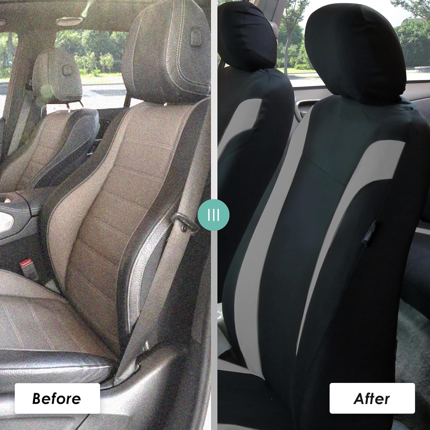 FH Group Cosmopolitan Universal Car Seat Covers – Front Cloth Seat Cover Set, Washable, Airbag Compatible, Interior Upgrade for SUV, Truck, Sedan, Van – Gray