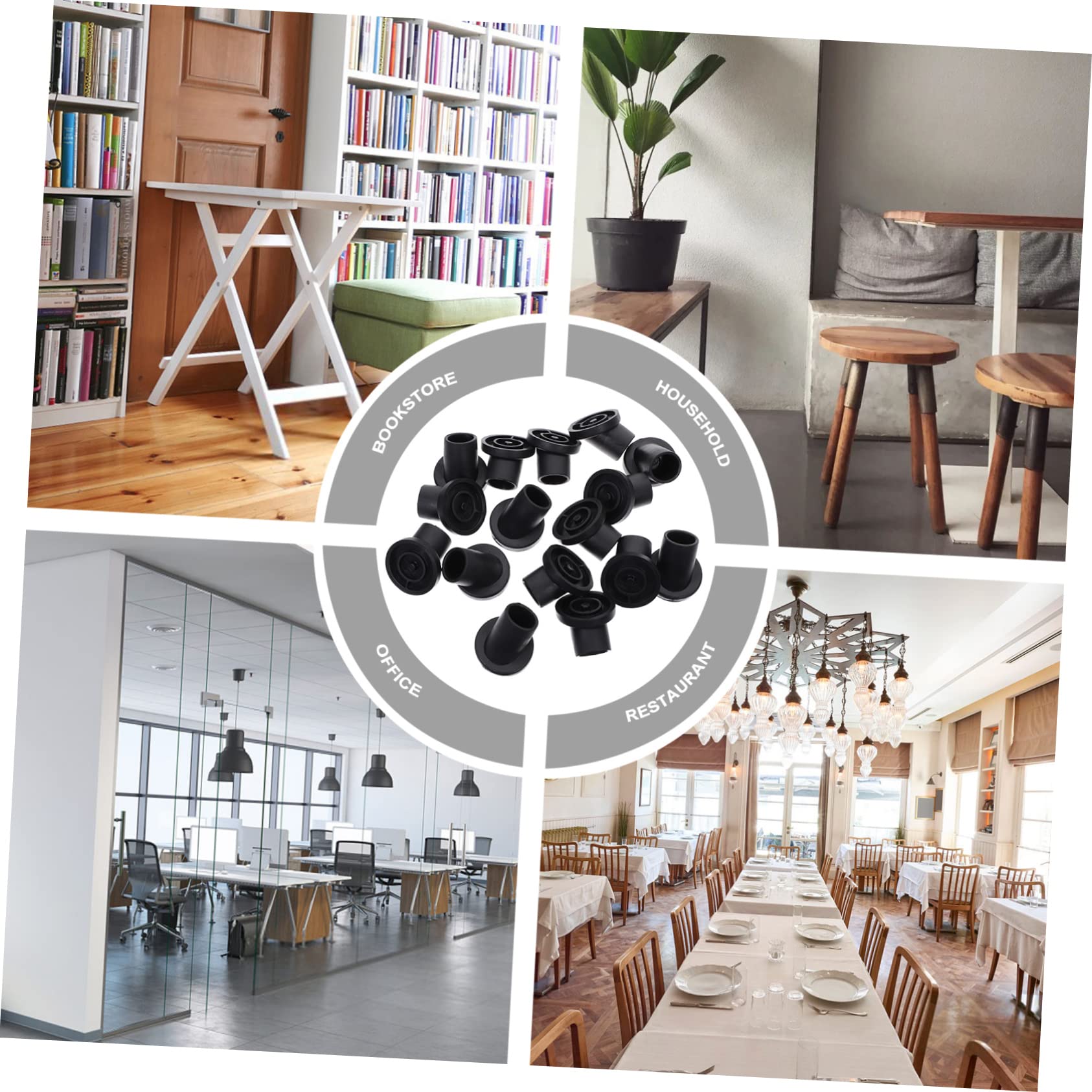 Stuhlbeinschoner 20 Stück mit Geneigtem Design aus Schwarzem PVC