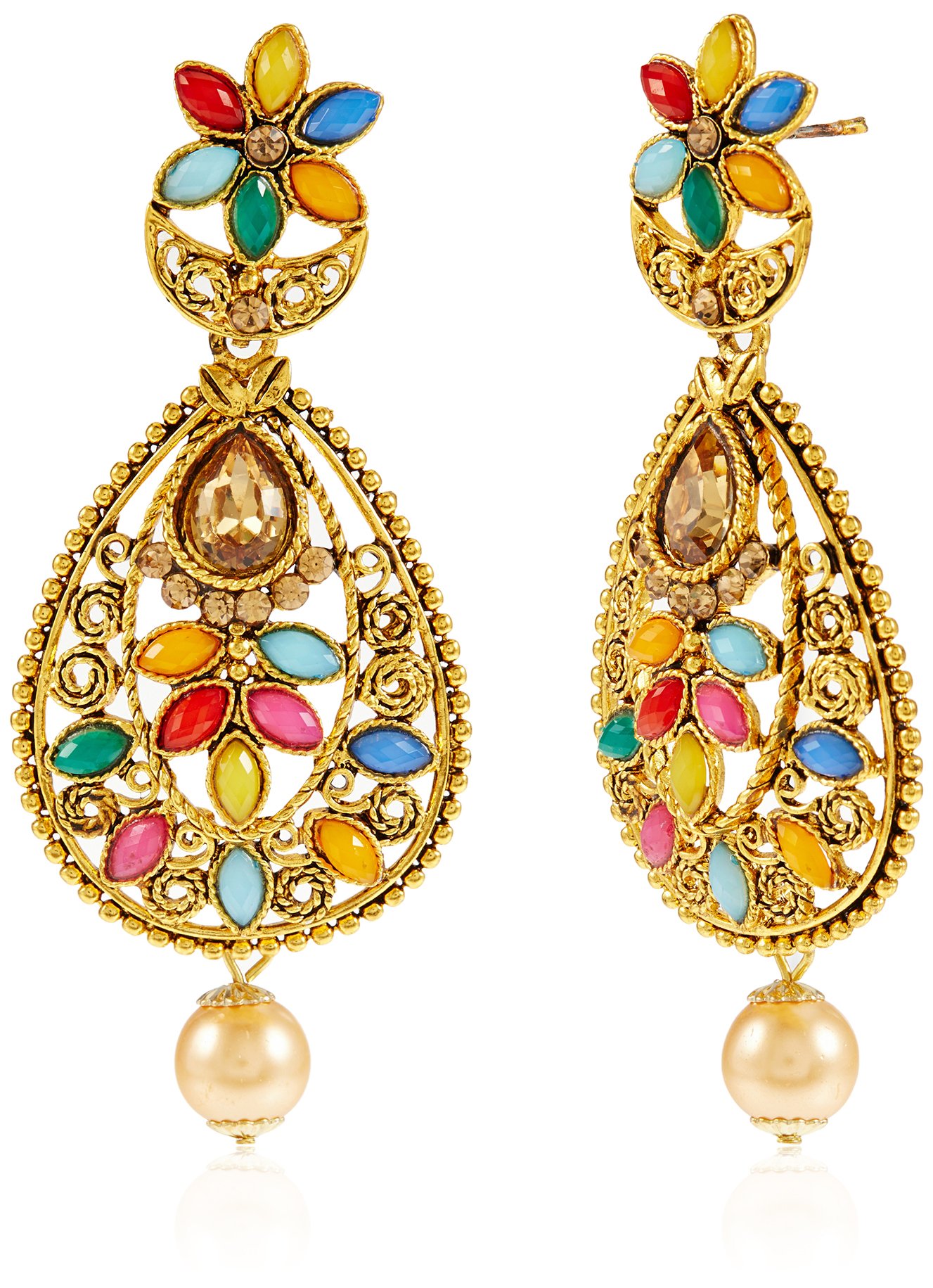 MithyaGold Plated Drop Earrings for Women (Multicolour)(AAA1812_Multicolour)
