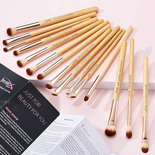 Miniatura 5 de Jessup Juego de brochas de maquillaje de ojos 15pcs T137 con 1 paquete de limpiador de brochas de maquillaje A001