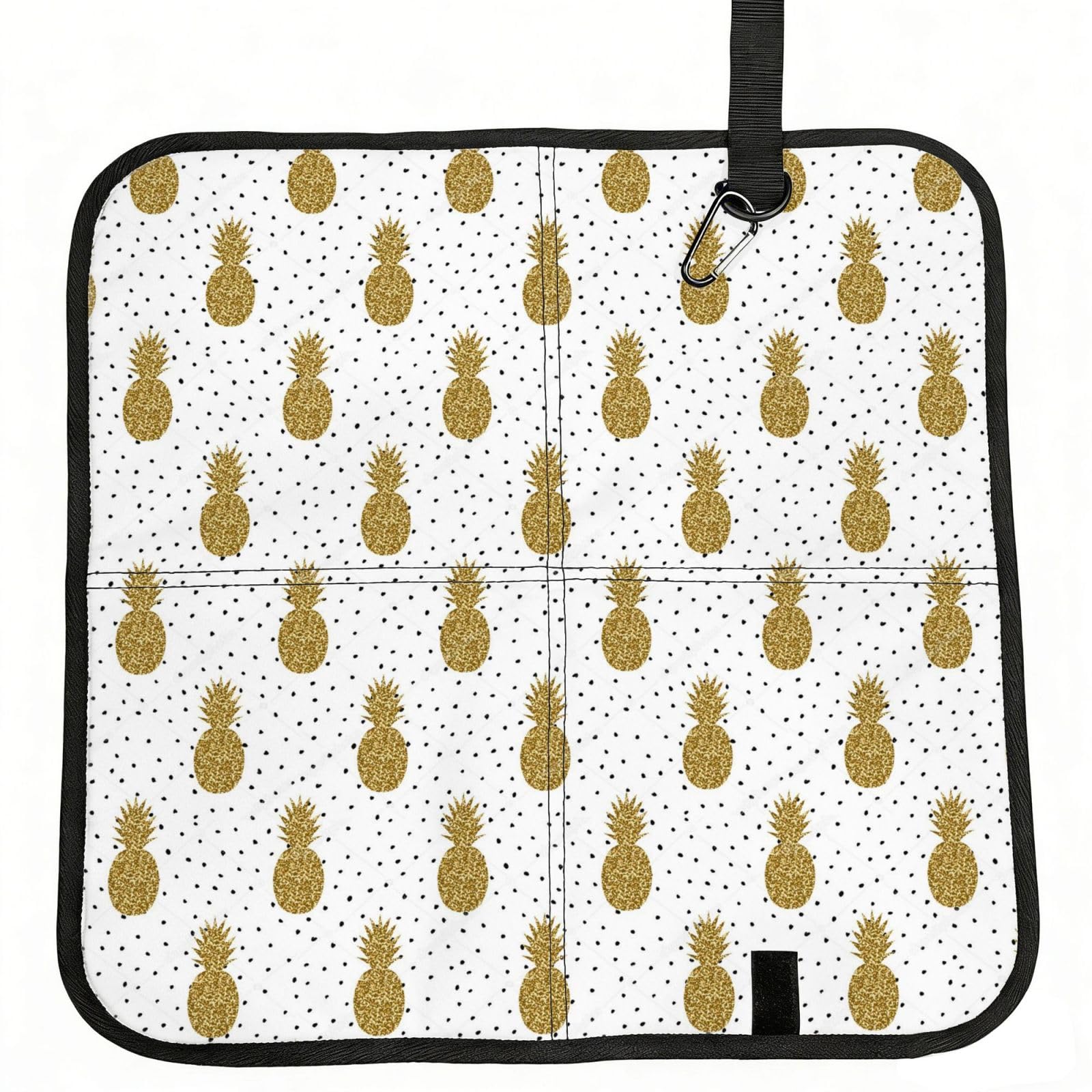 ERCgad Gold Glitter Pineapples Fruit Print Foldable Seat Cushion Portable Chair Pad Lightweight Travel Outdoor Office Home