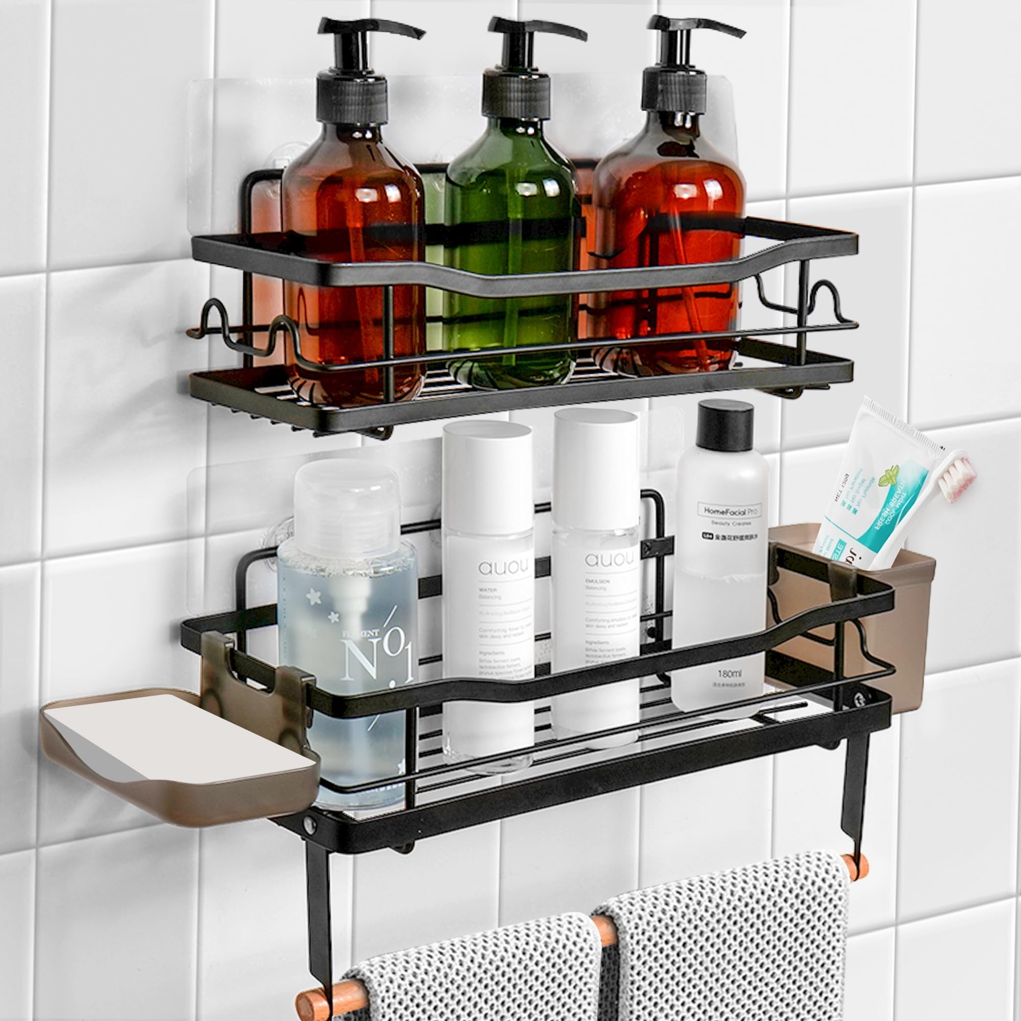 Amazon.com: WILLKOMMEN Adhesive Shower Caddy - 2 Pack Premium Shower ...