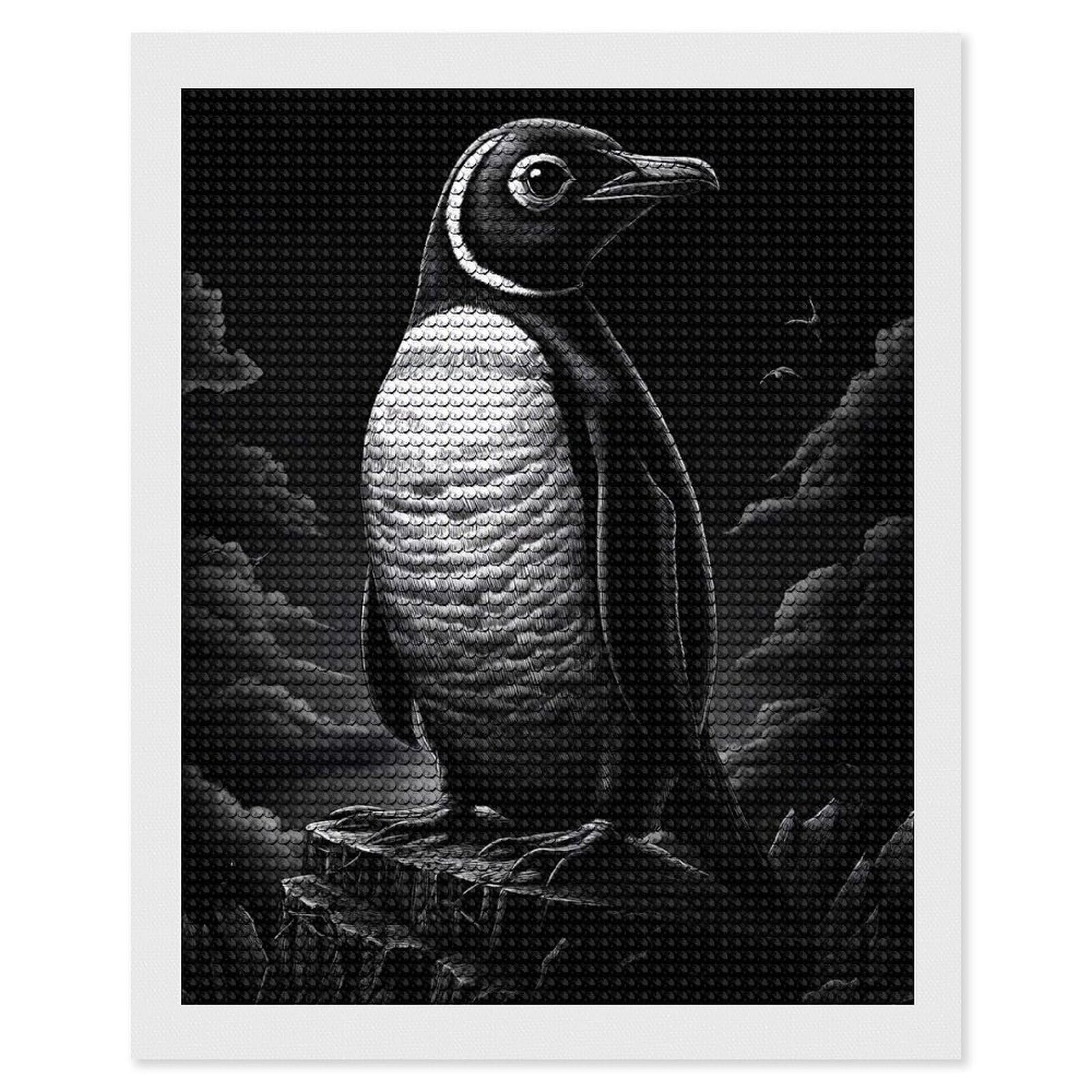 Junmoney Penguin on Cliff Diamond Painting Canvas Set 16"x20", for Beginners, Complete Accessories, Christmas Gift, Modern Decor