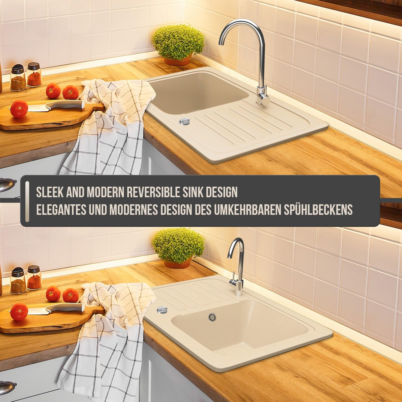 Fregadero De Cocina En Granito, Medidas 57x45 Cm, Diseño